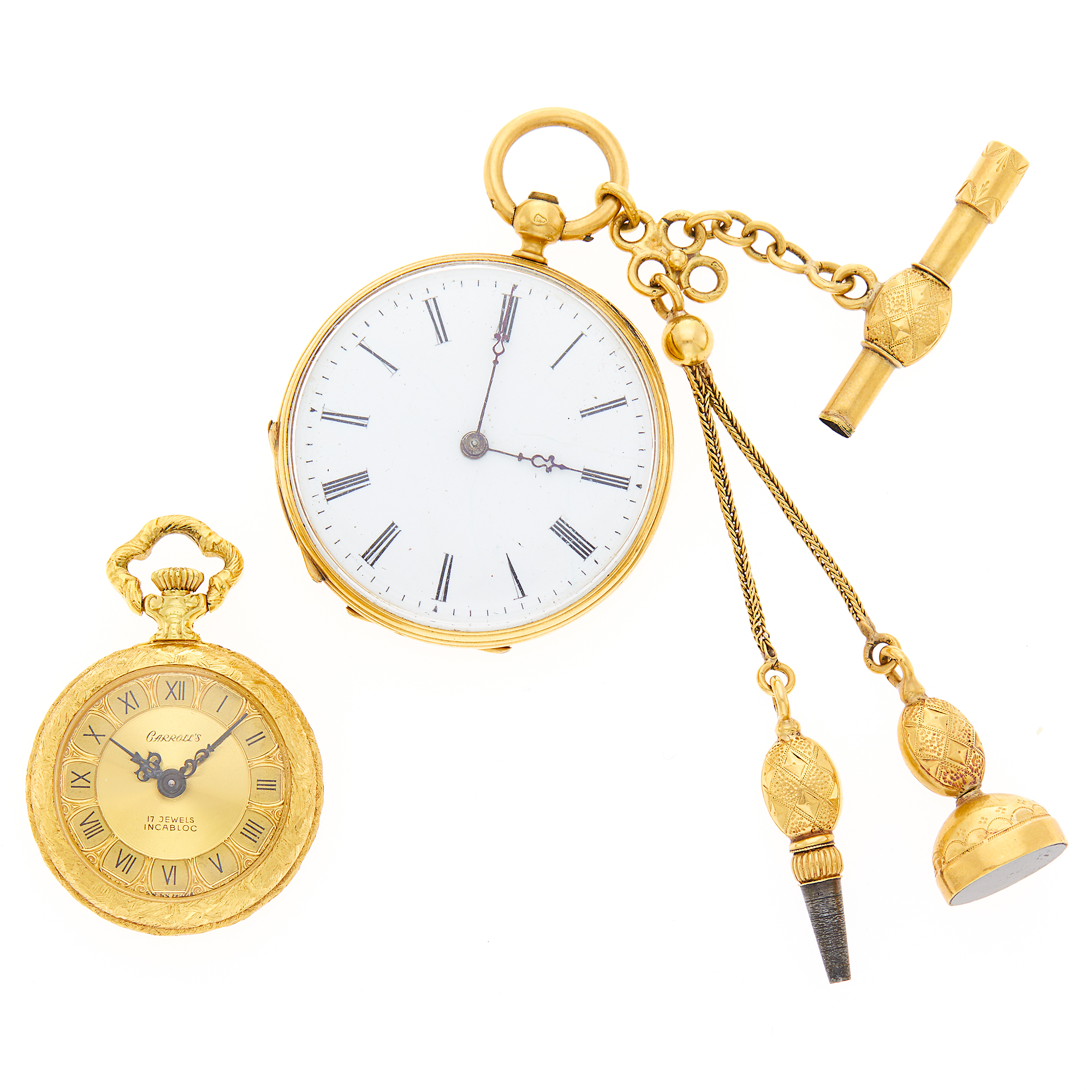 Lot image - Two Gold Open Face Pocket Watches