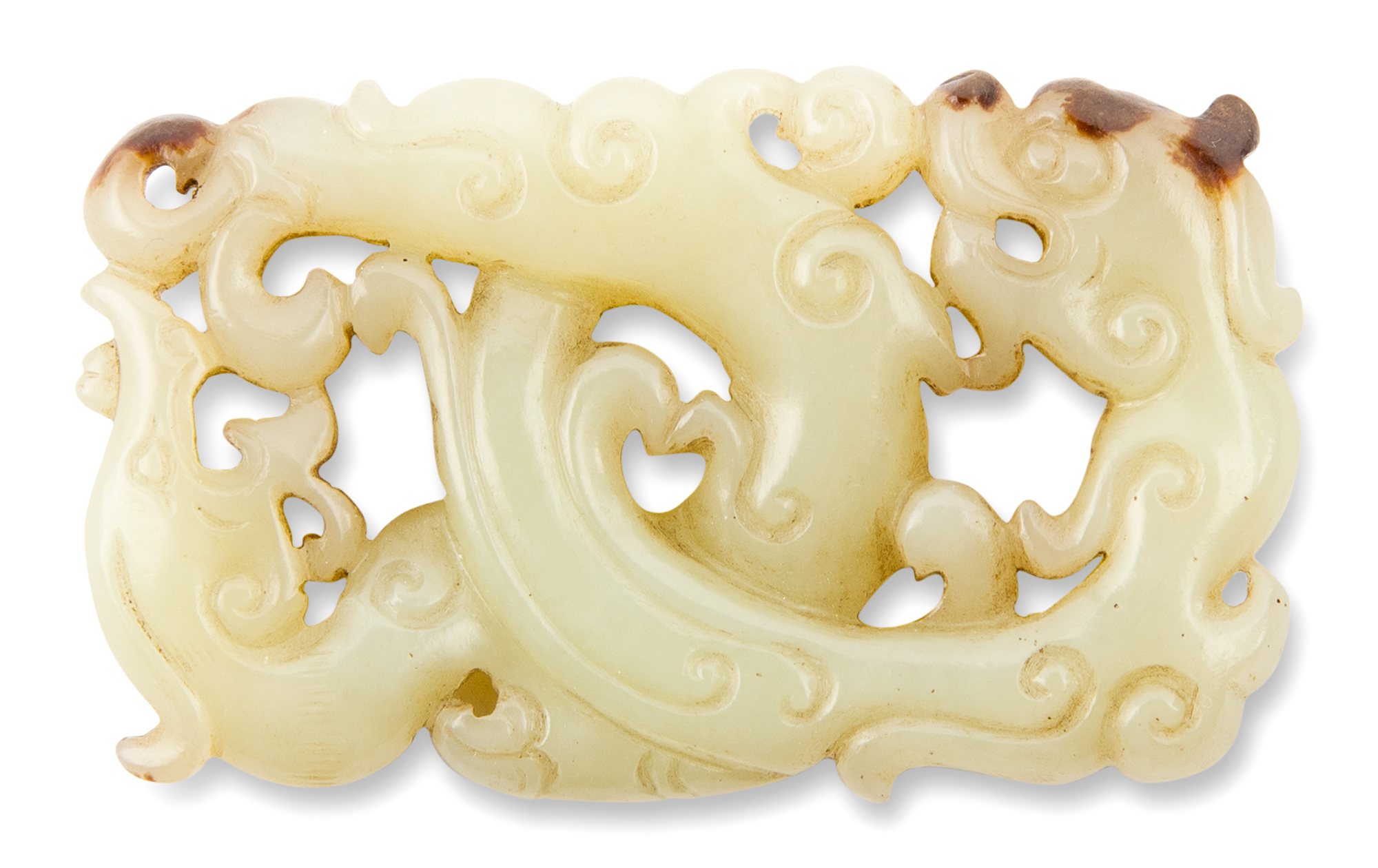 Lot image - A Chinese Yellow Jade Qilong Carving