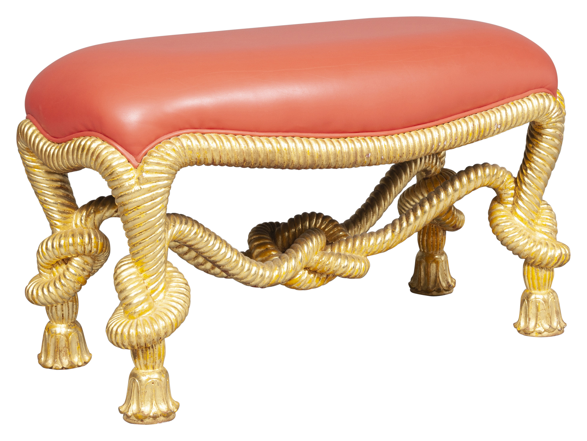Lot image - Napoleon III Style Giltwood Rope Twist Stool