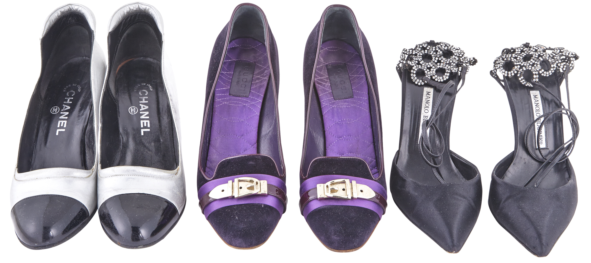 Lot image - Manolo Blahnik, Gucci & Chanel  Three Pair of Shoes.