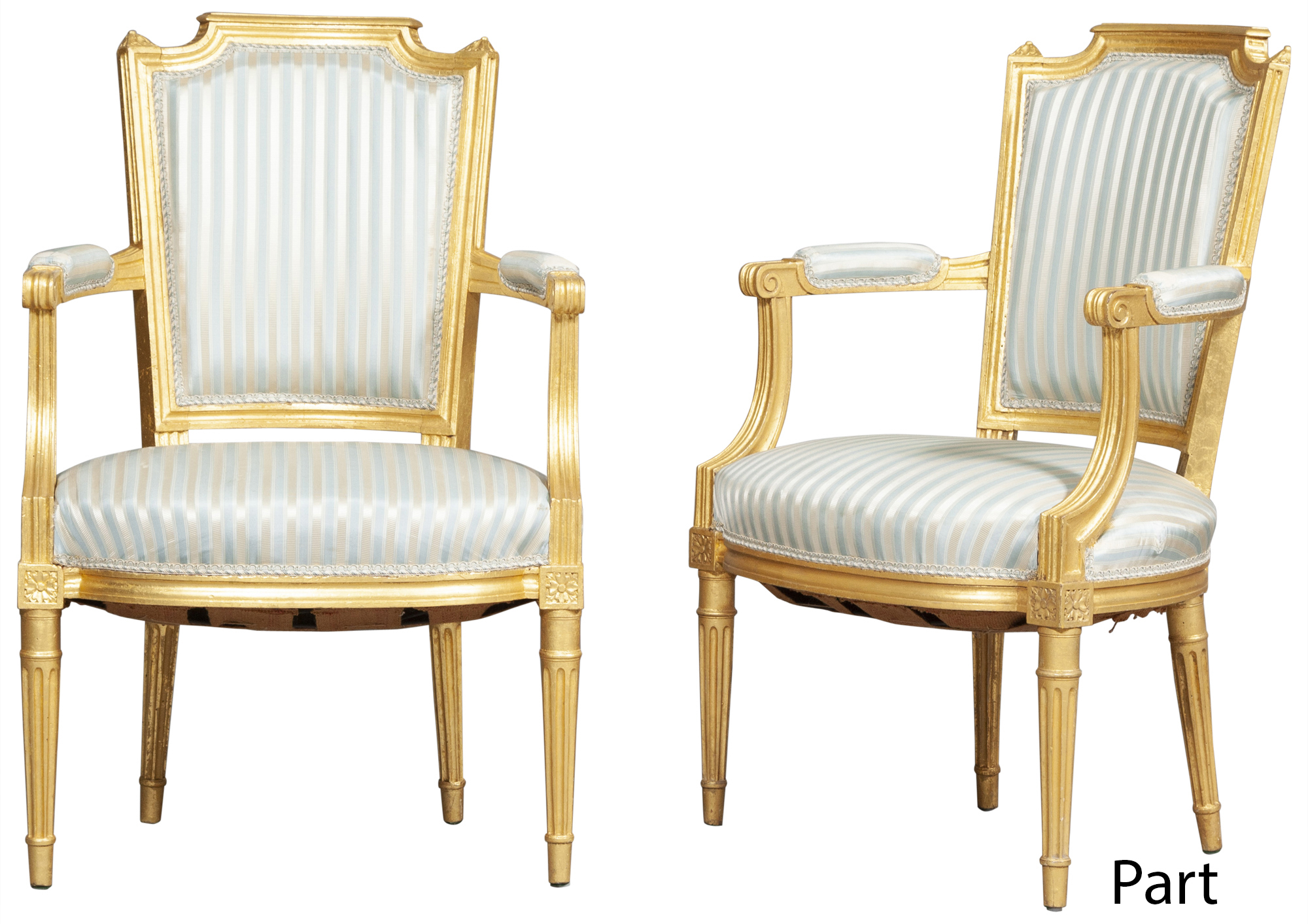 Lot image - Set of Four Louis XVI Style Giltwood Fauteuils
