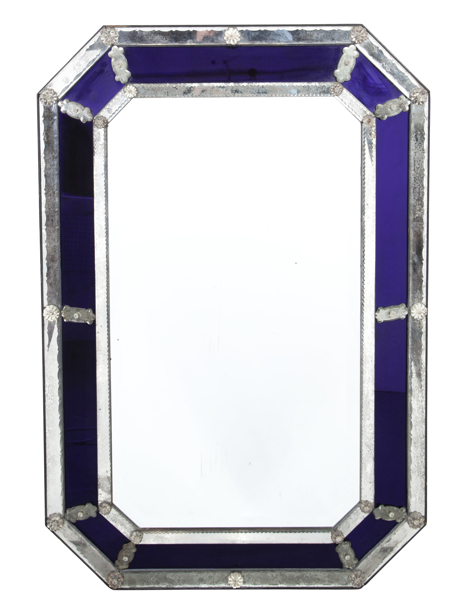 Lot image - Venetian Style Mirror with Cobalt Border