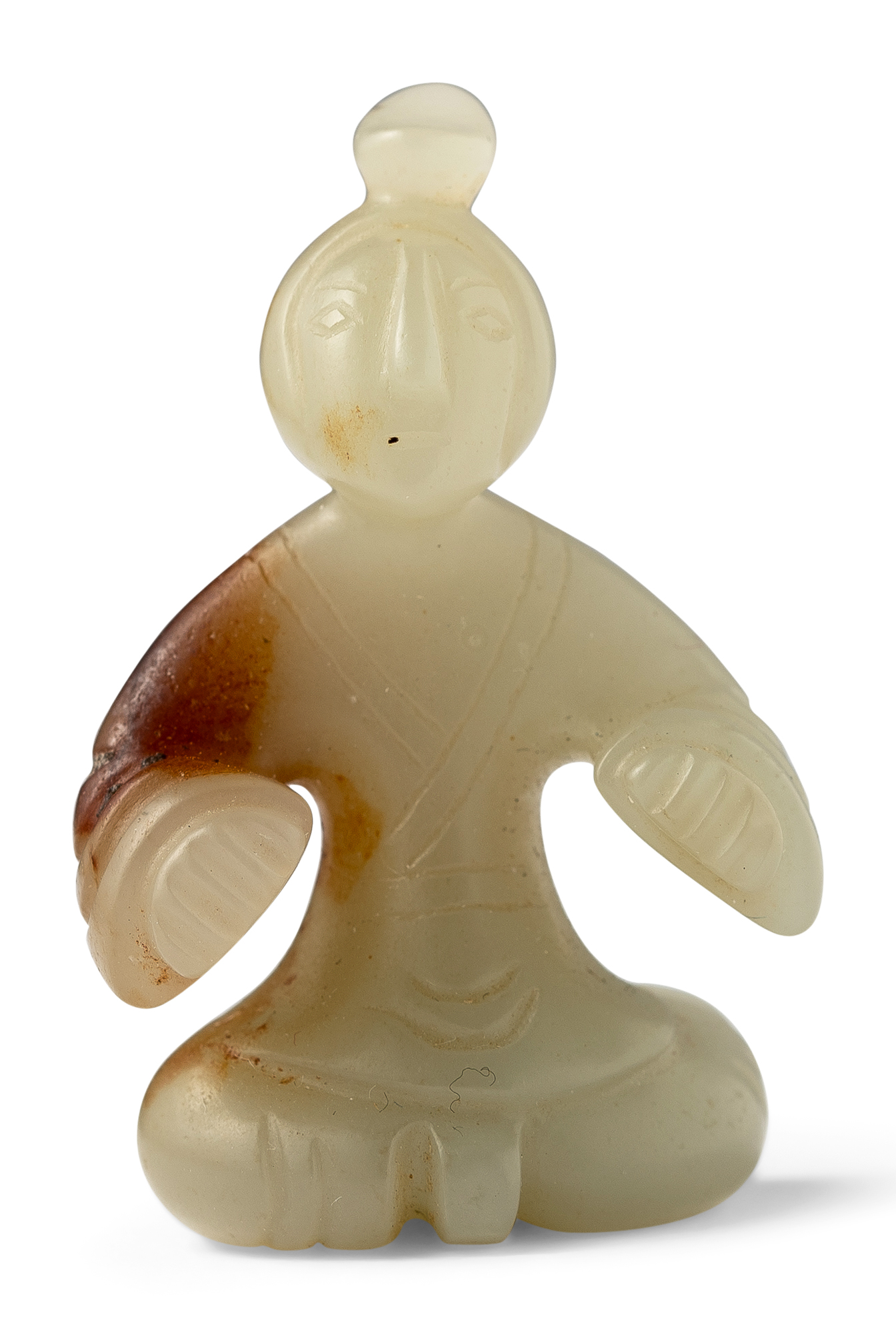 Lot image - A Chinese White Jade Figural Toggle