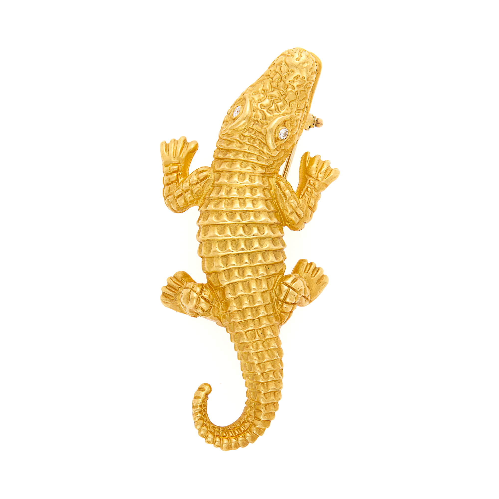 Lot image - Gold and Diamond Alligator Clip-Brooch