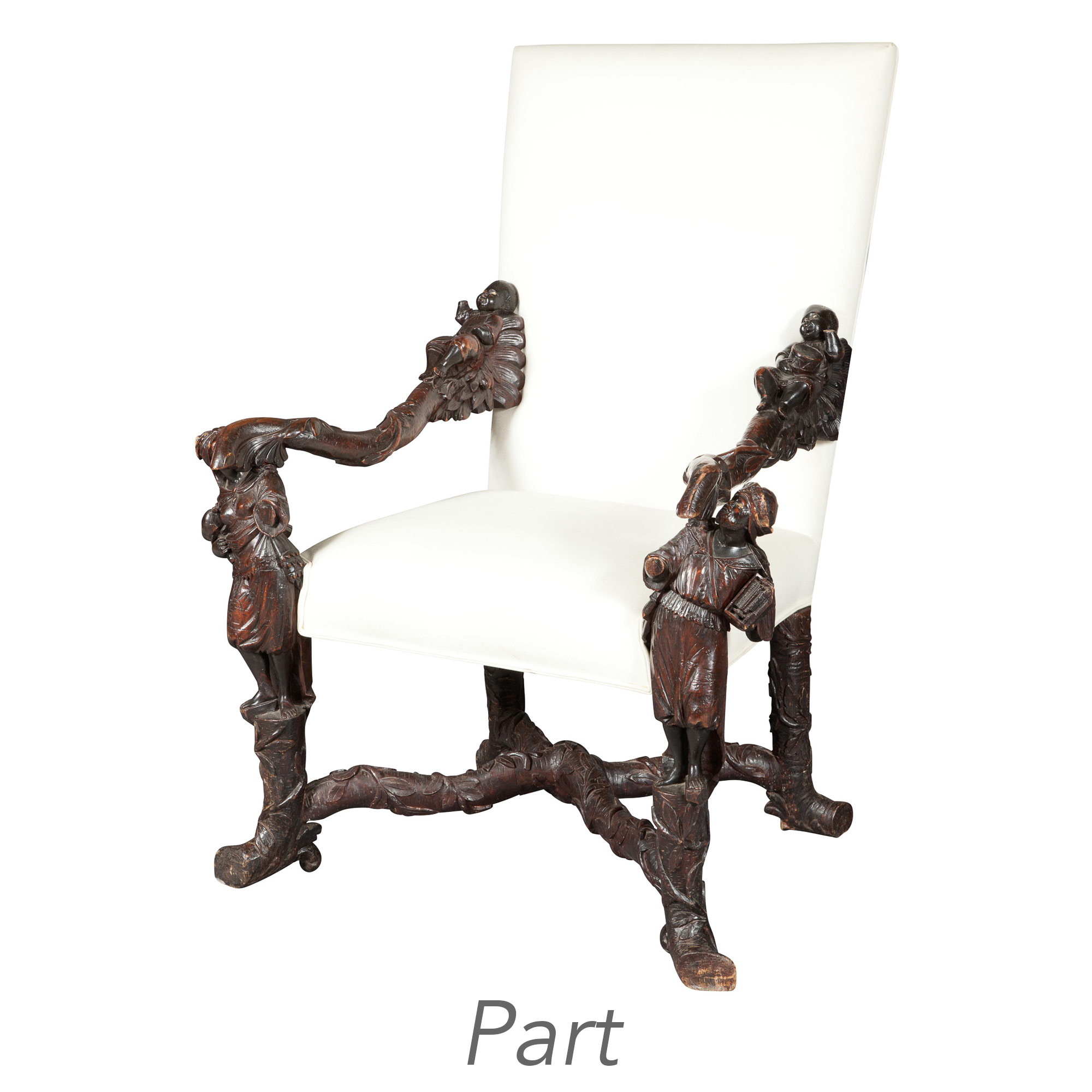 Lot image - Italian Walnut Armchair in the Style of Andrea Brustolon