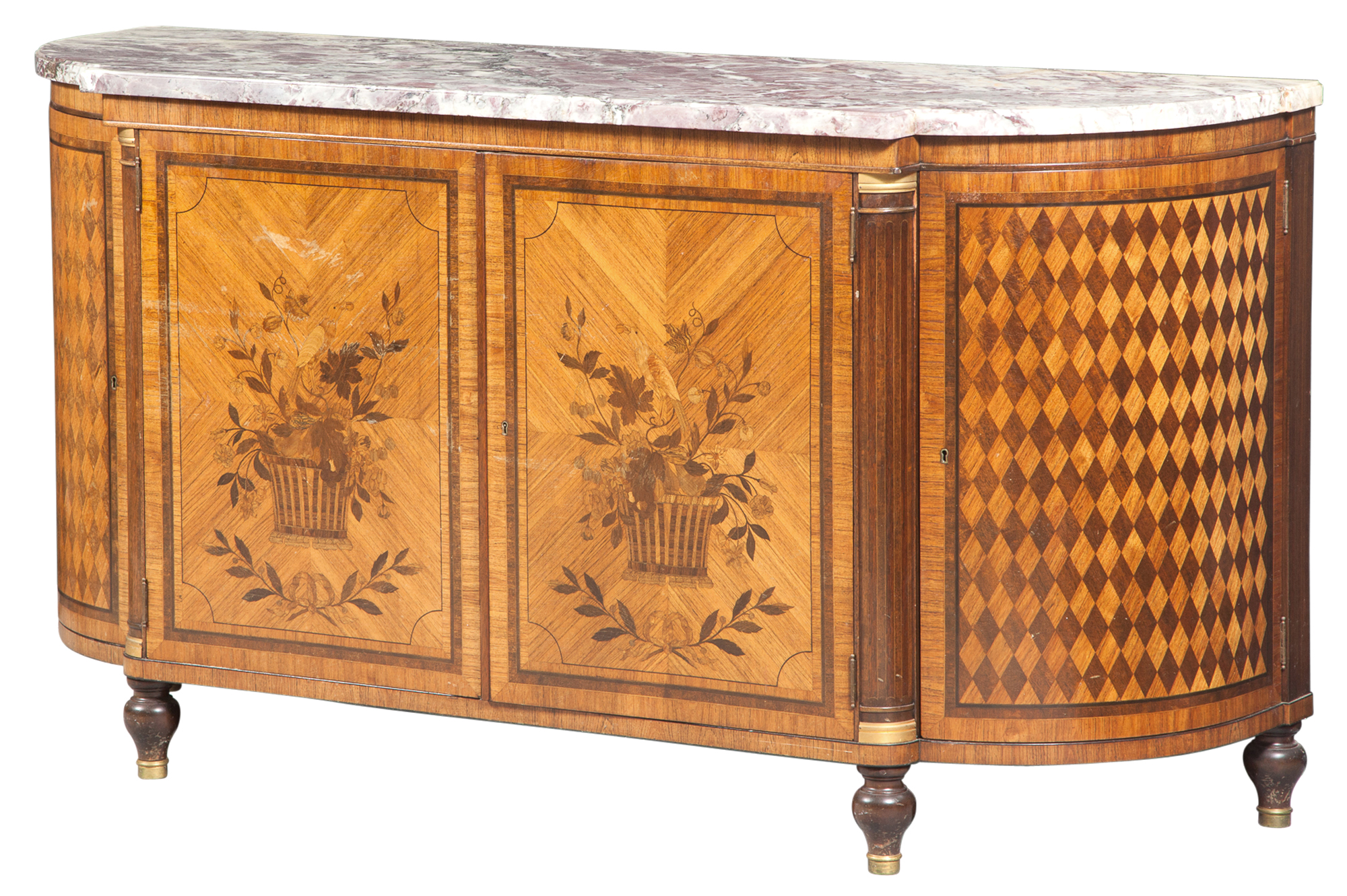 Lot image - Louis XVI Style Walnut Marquetry and Parquetry Buffet