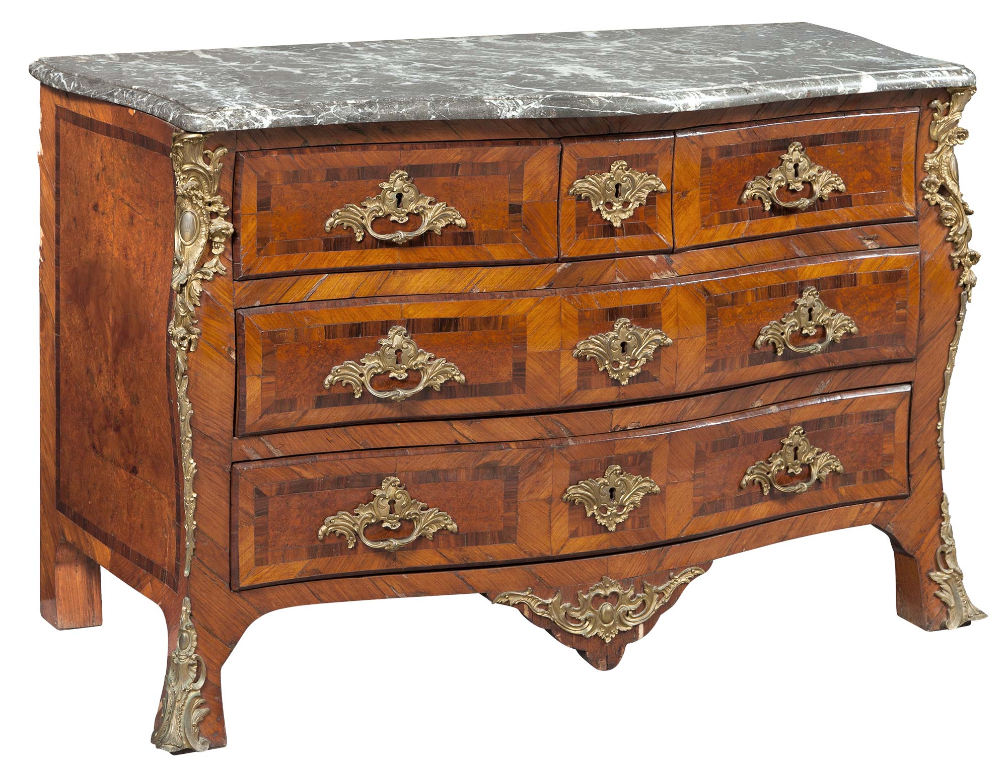 Lot image - Regence Style Gilt-Bronze-Mounted Tulipwood and Parquetry Commode