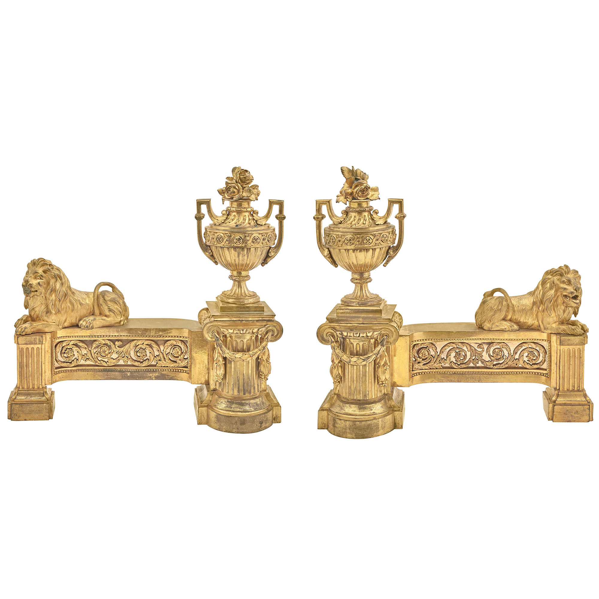 Lot image - Pair of Louis XVI Ormolu Chenets
