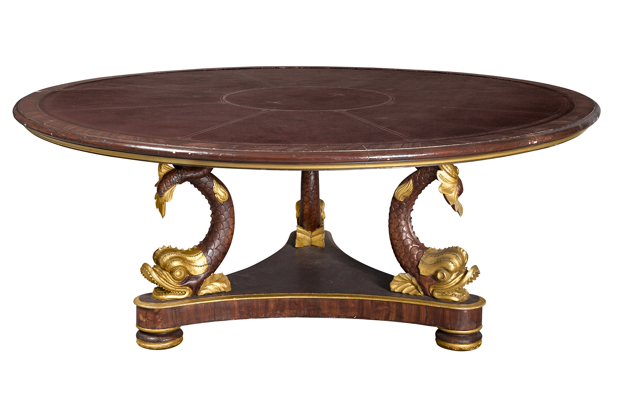 Lot image - Regency Style Faux Bois and Parcel Gilt Center Table
