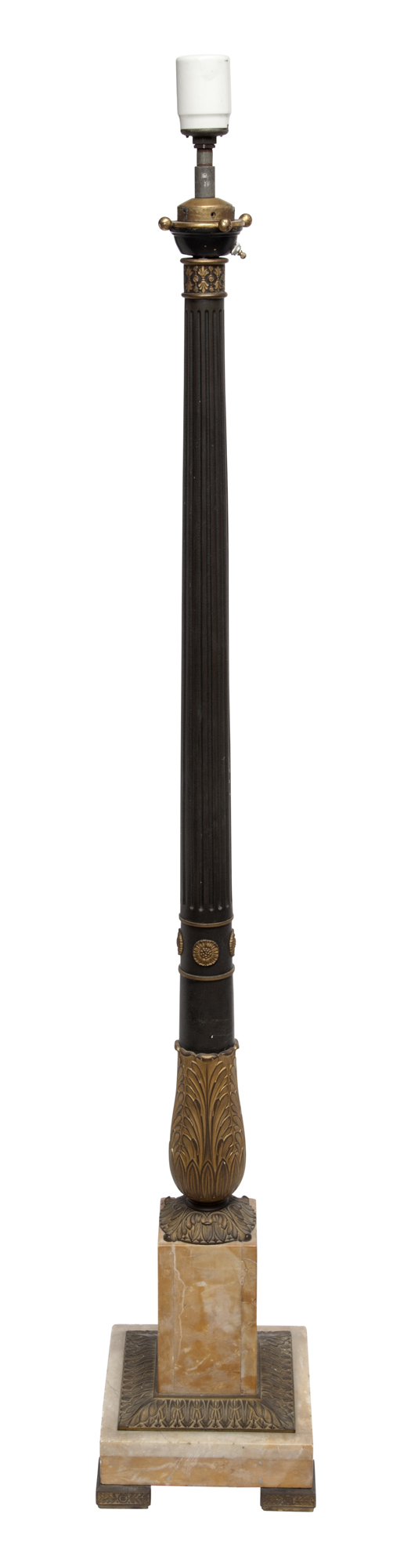 Lot image - Empire Style Gilt and Patinated Bronze and Marble Floor Lamp