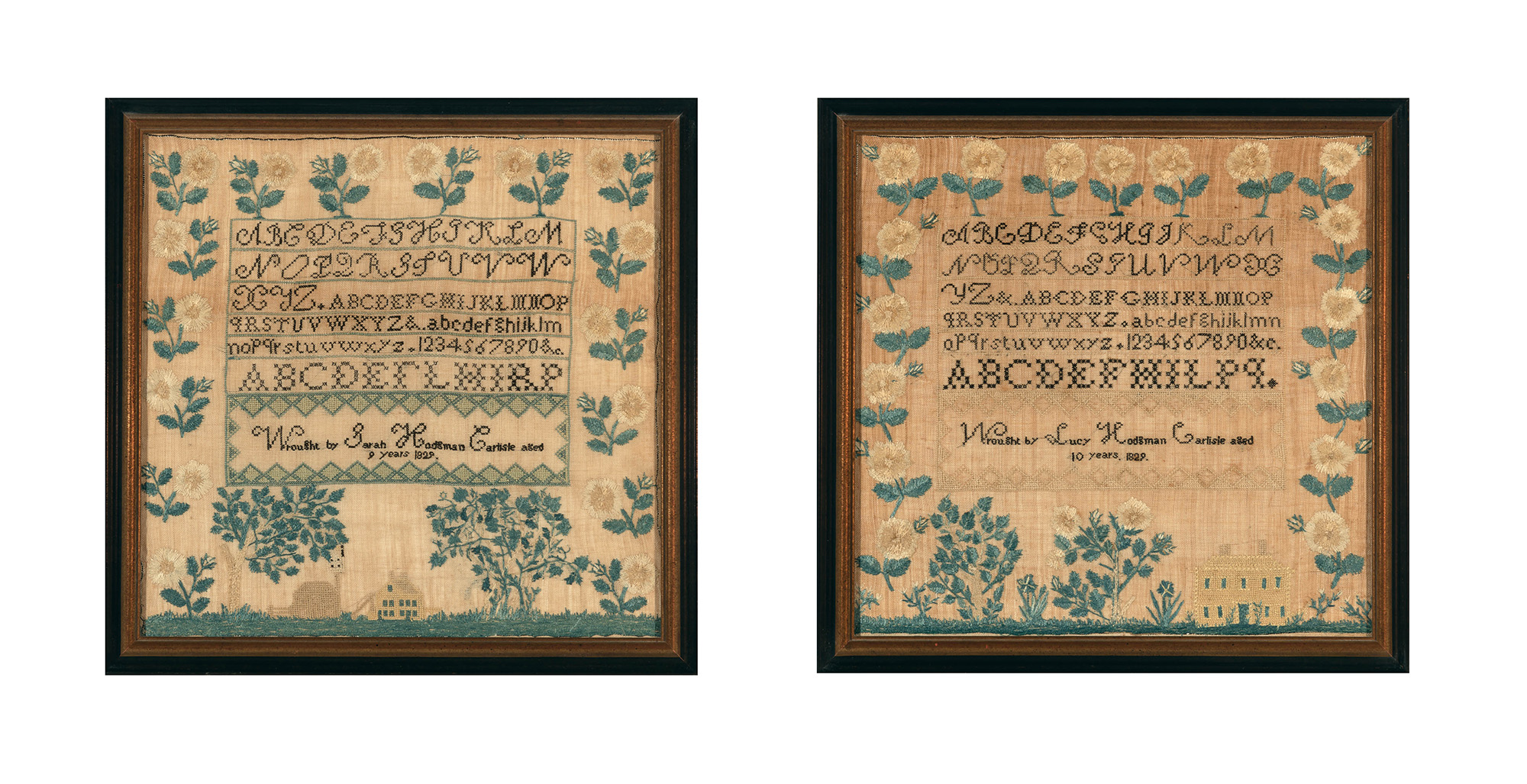 Lot image - Matched Pair of Needlework Samplers