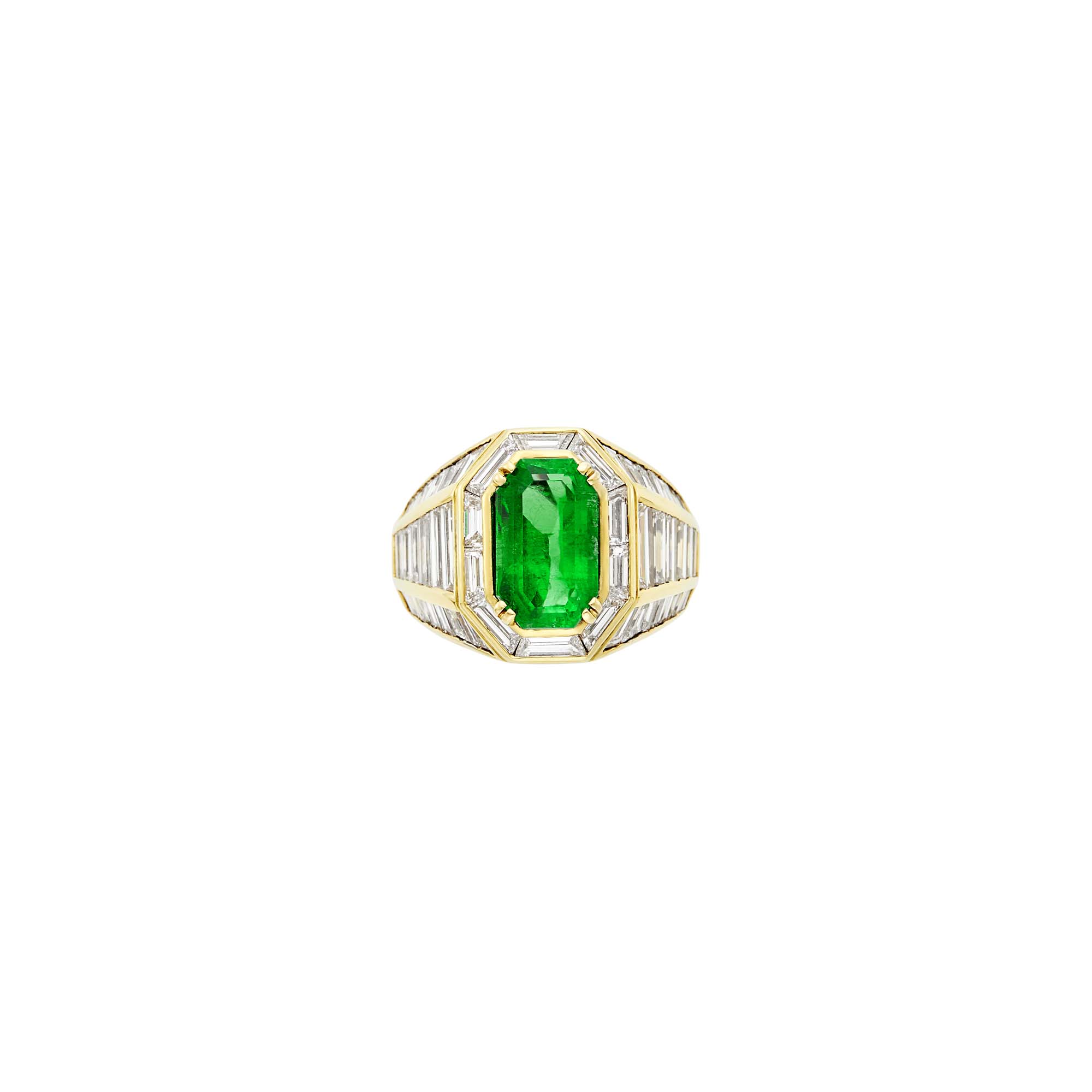 Lot image - Gold, Emerald and Diamond Ring