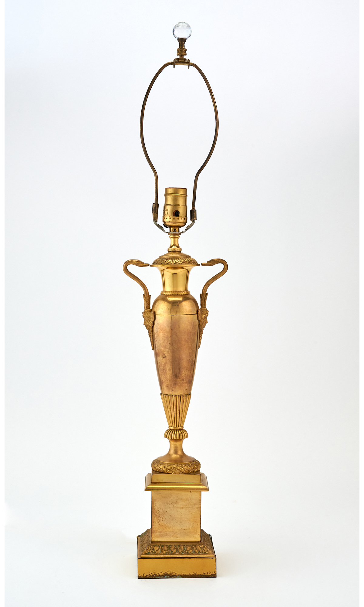 Lot image - Empire Style Brass Urn-Form Lamp
