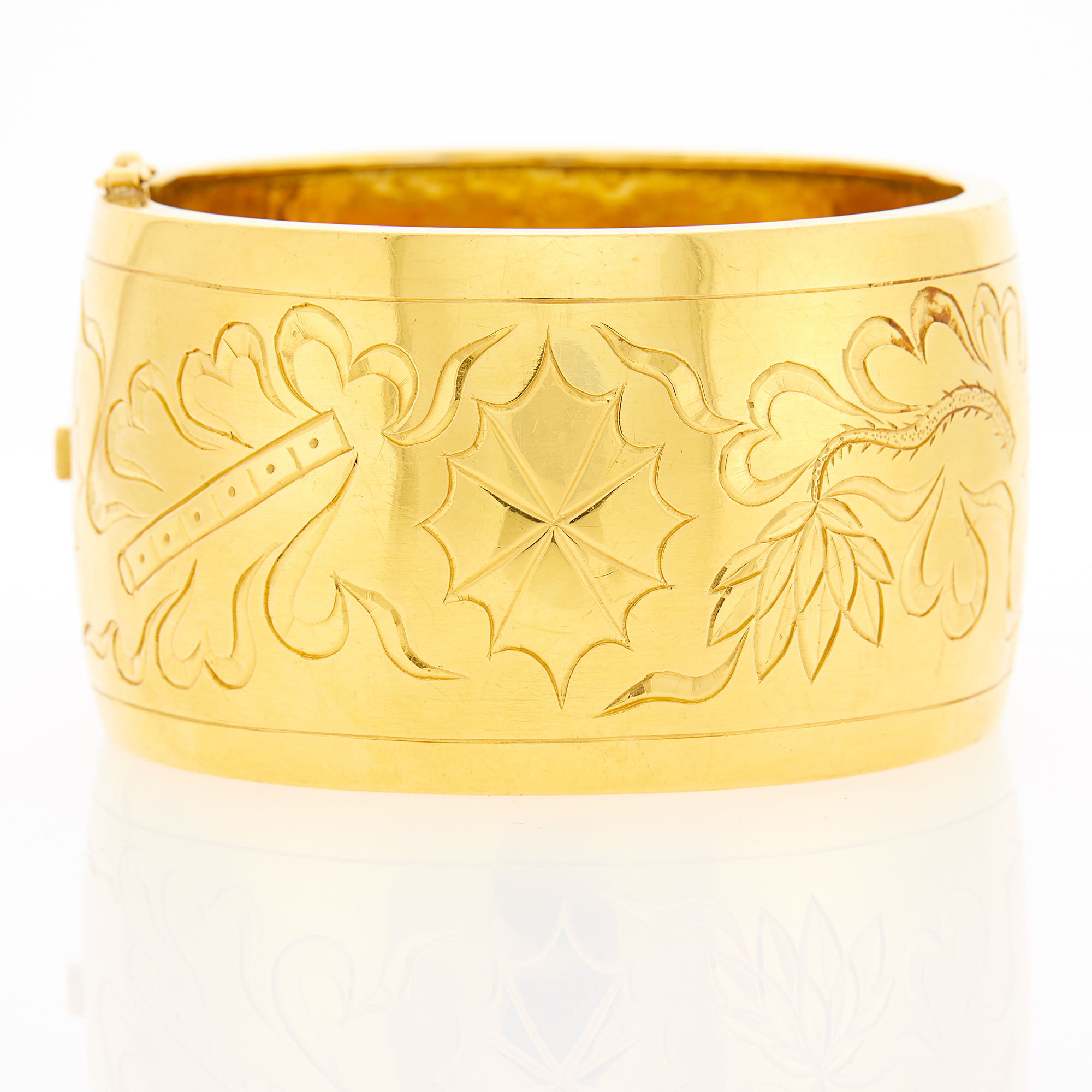 Lot image - Wide High Karat Gold Bangle Bracelet