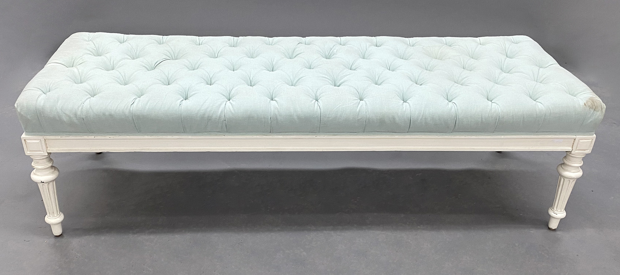 Lot image - Louis XVI Style Painted and Button Tufted Upholstered Bench