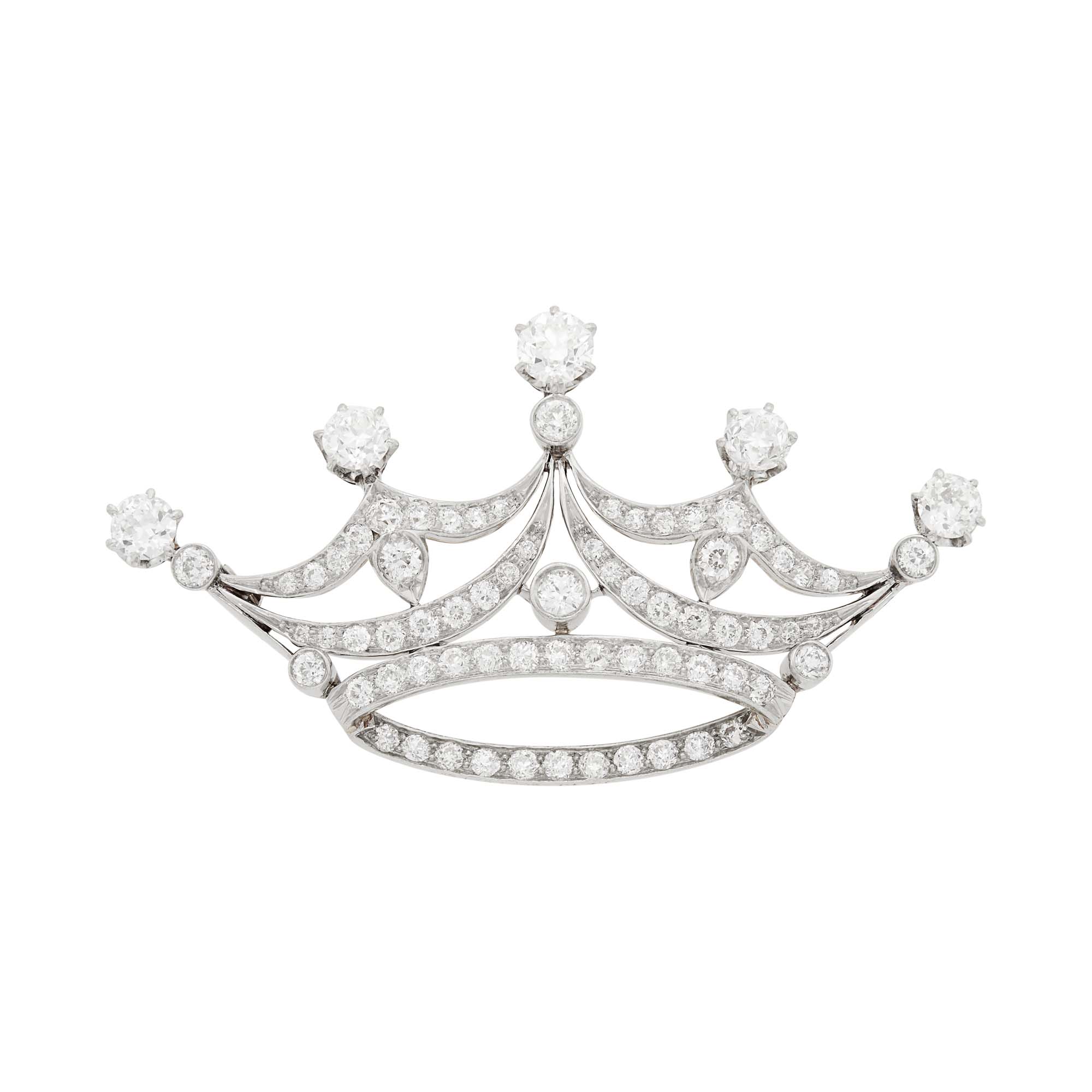 Lot image - Antique Platinum, Gold and Diamond Crown Pin