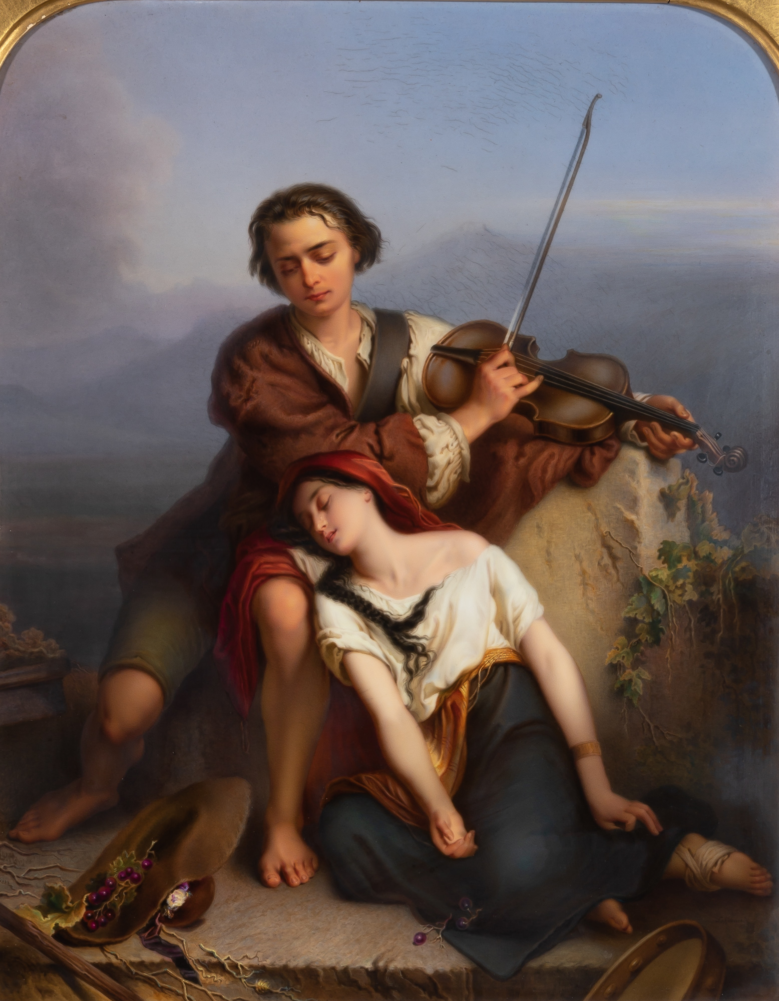 Lot image - KPM Plaque of a Gypsy Violinist