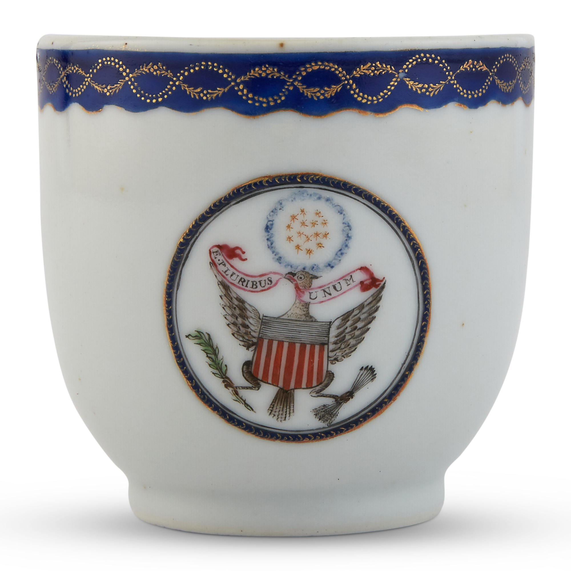Lot image - Chinese Export Porcelain Great Seal of the United States Handled Cup