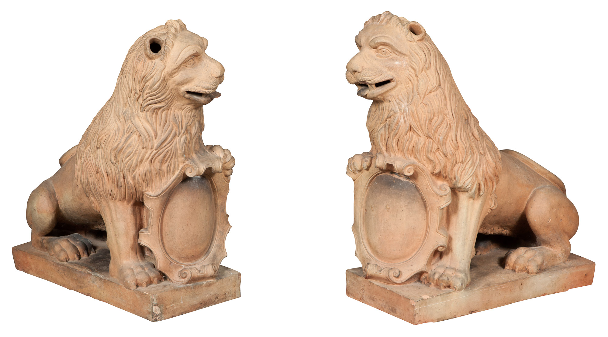 Lot image - Pair of Terra Cotta Figures of Lions
