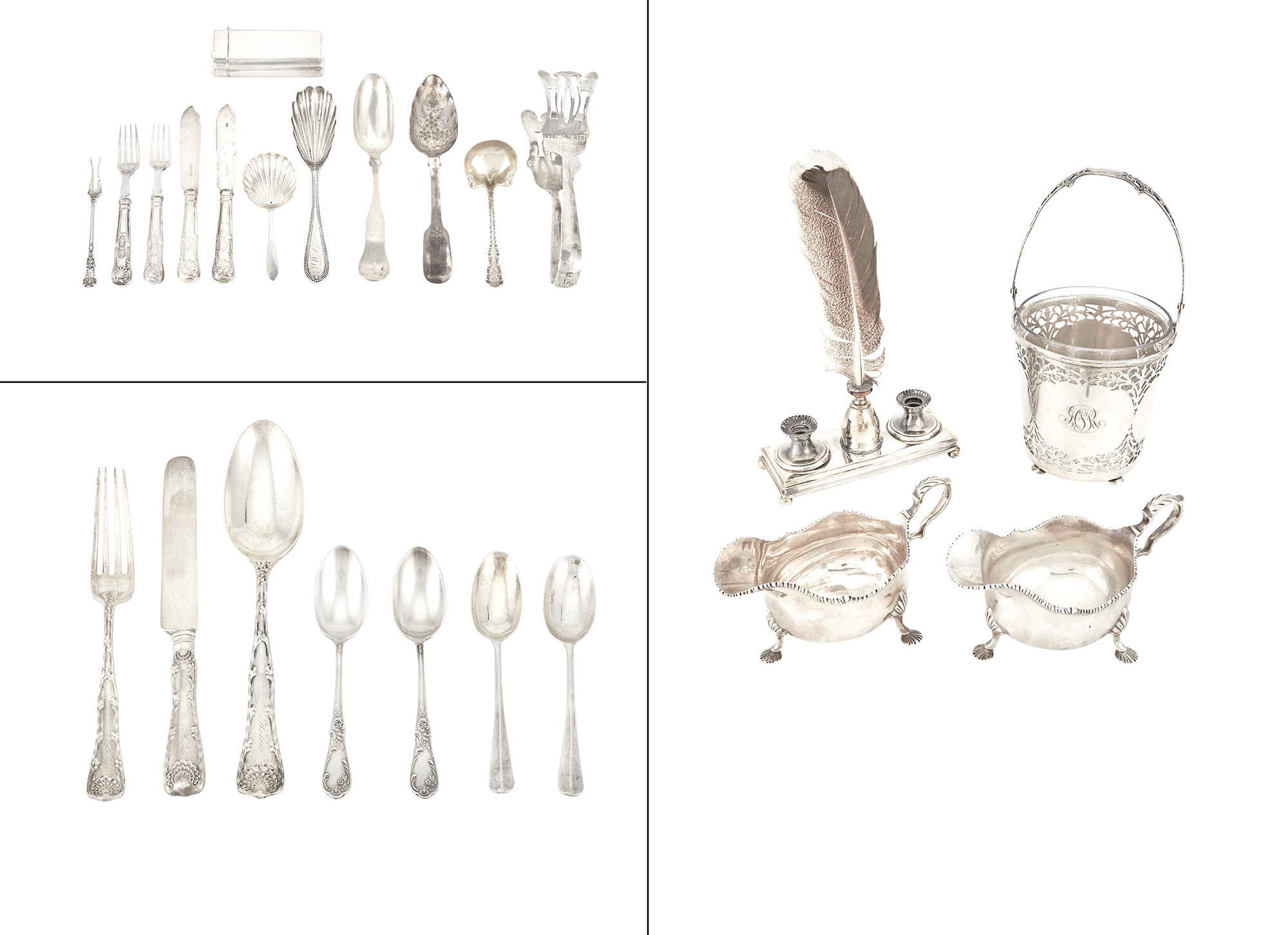 Lot image - Group of English & American Sterling Silver Table Articles and Flatware