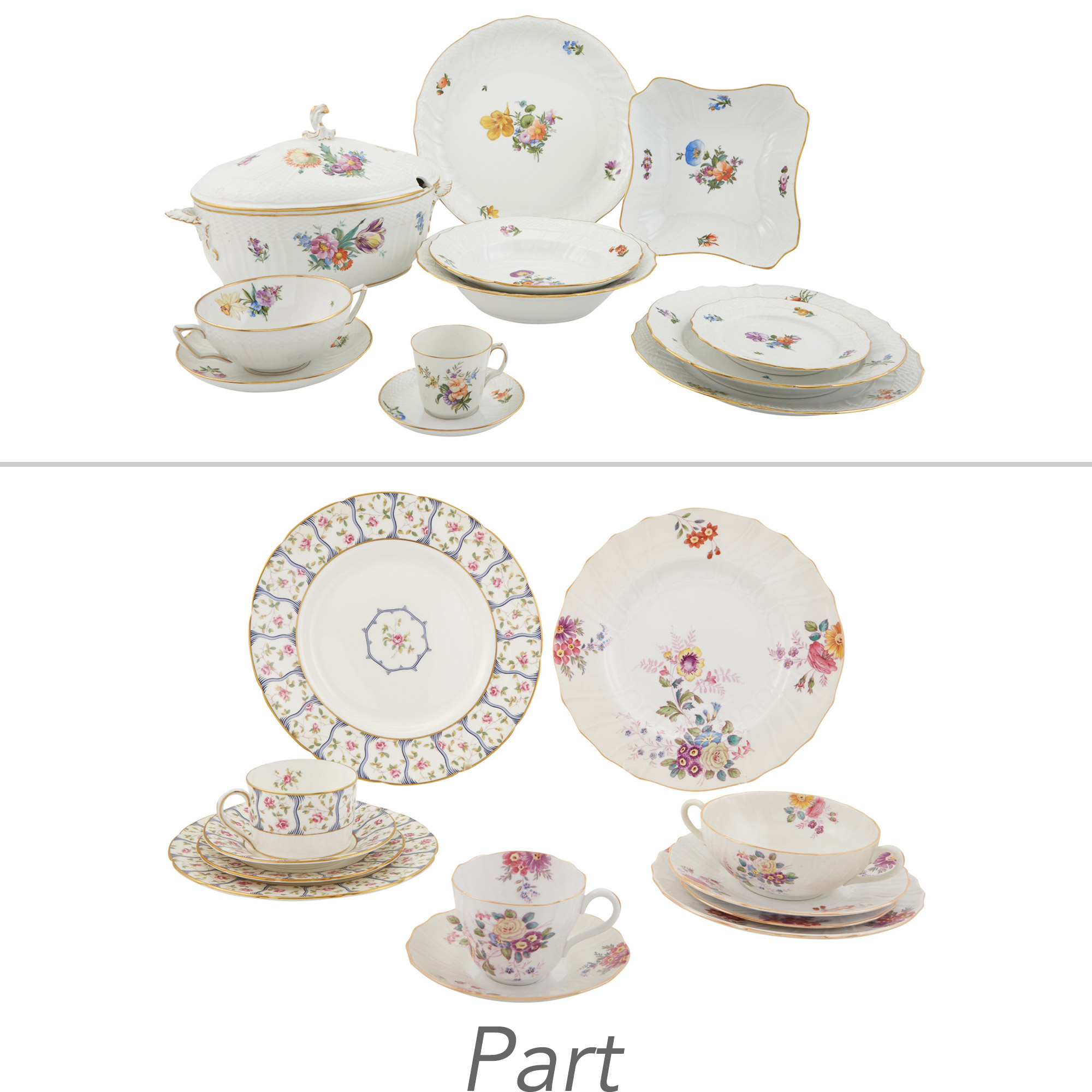 Lot image - Royal Copenhagen Porcelain Saxon Flower Pattern Part Table Service