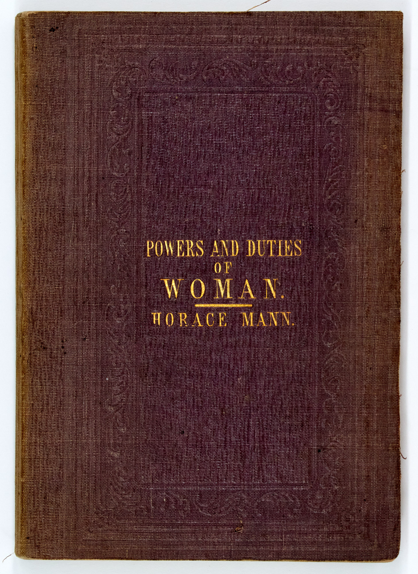 Lot image - MANN, HORACE  Autograph quotation signed laid-in to a first edition of A Few Thoughts on the Powers and Duties of Woman.