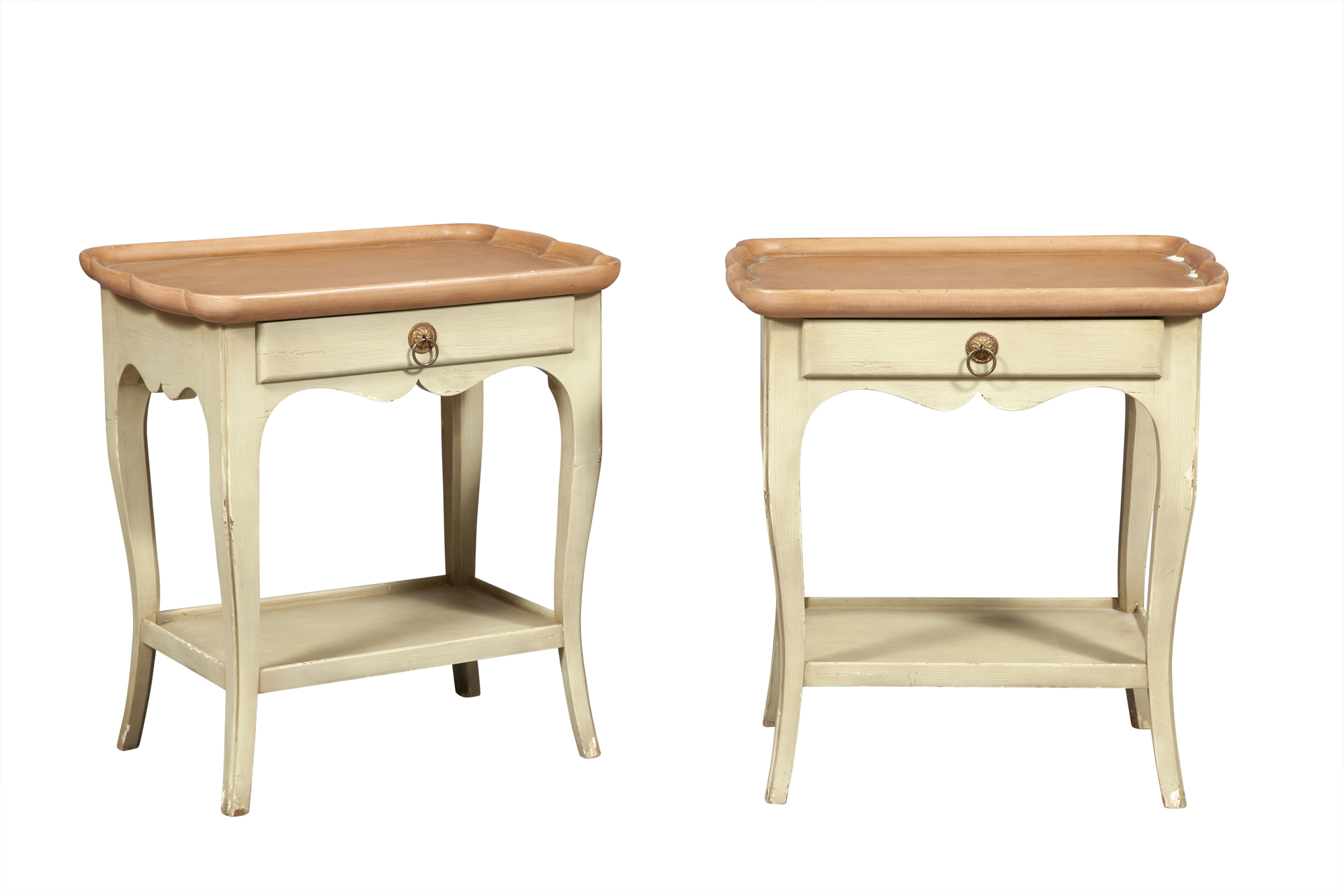 Lot image - Pair of French Provincial Style Painted Tray Tables