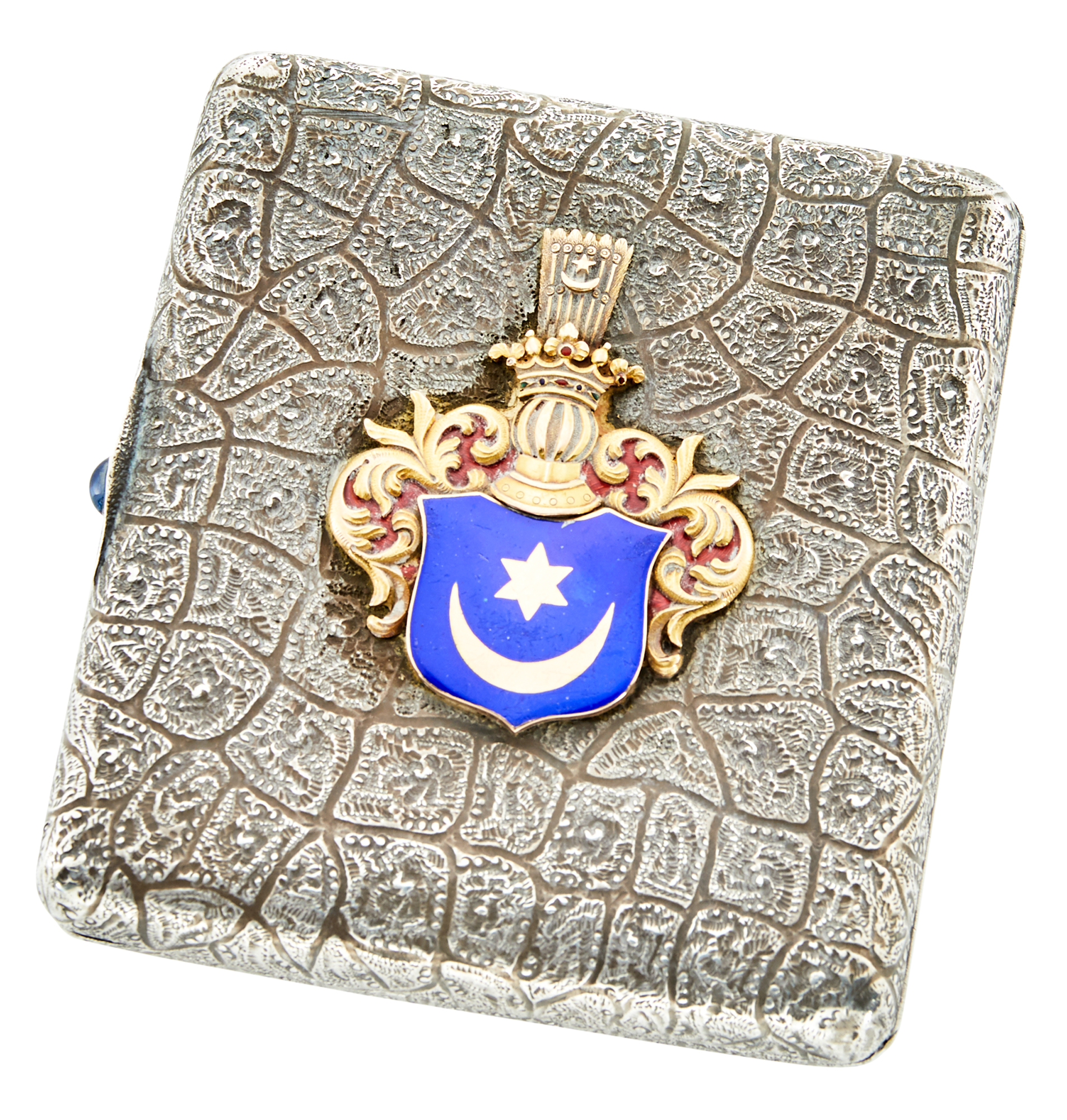 Lot image - Russian Gold-Mounted Silver Presentation Cigarette Case