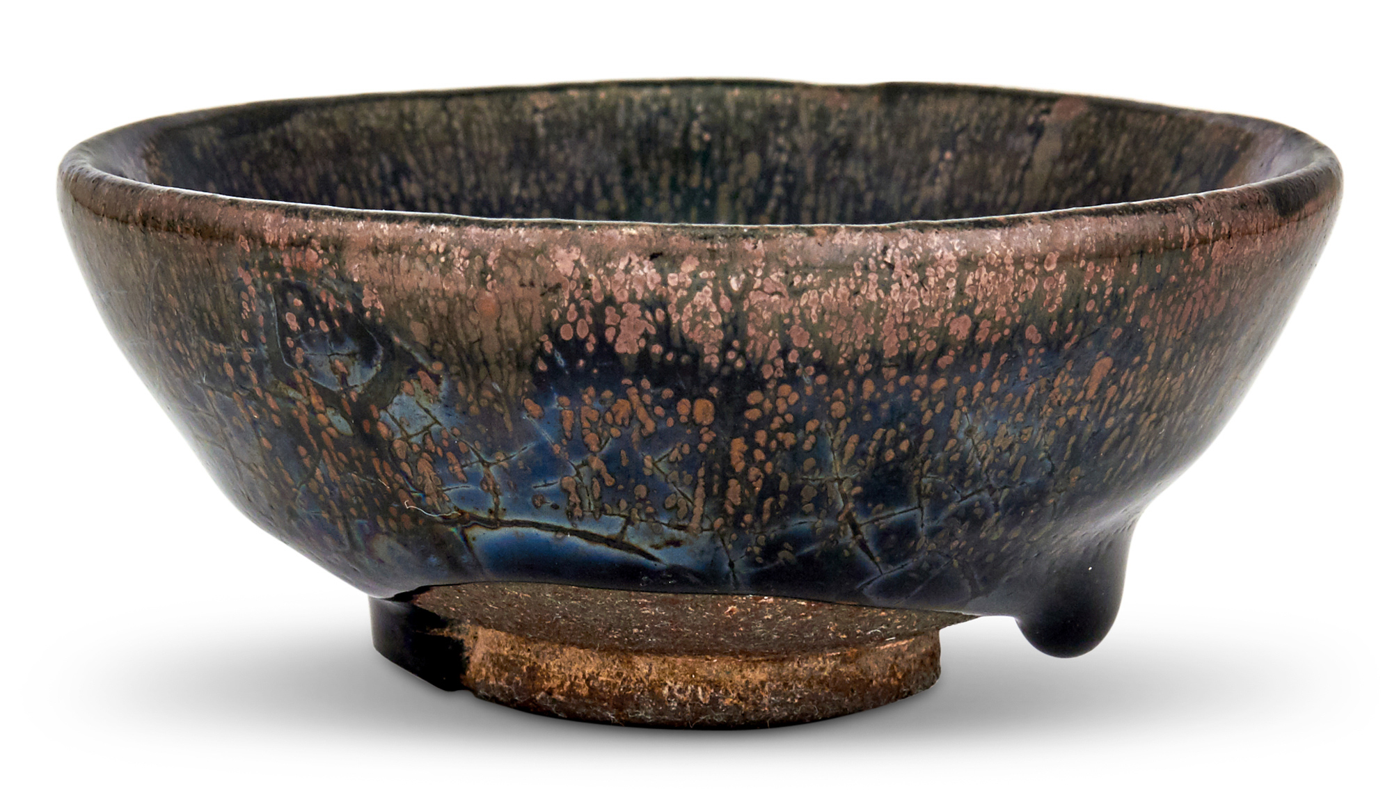 Lot image - A Small and Rare Chinese Jian Black and Russet Hares Fur Tea Bowl