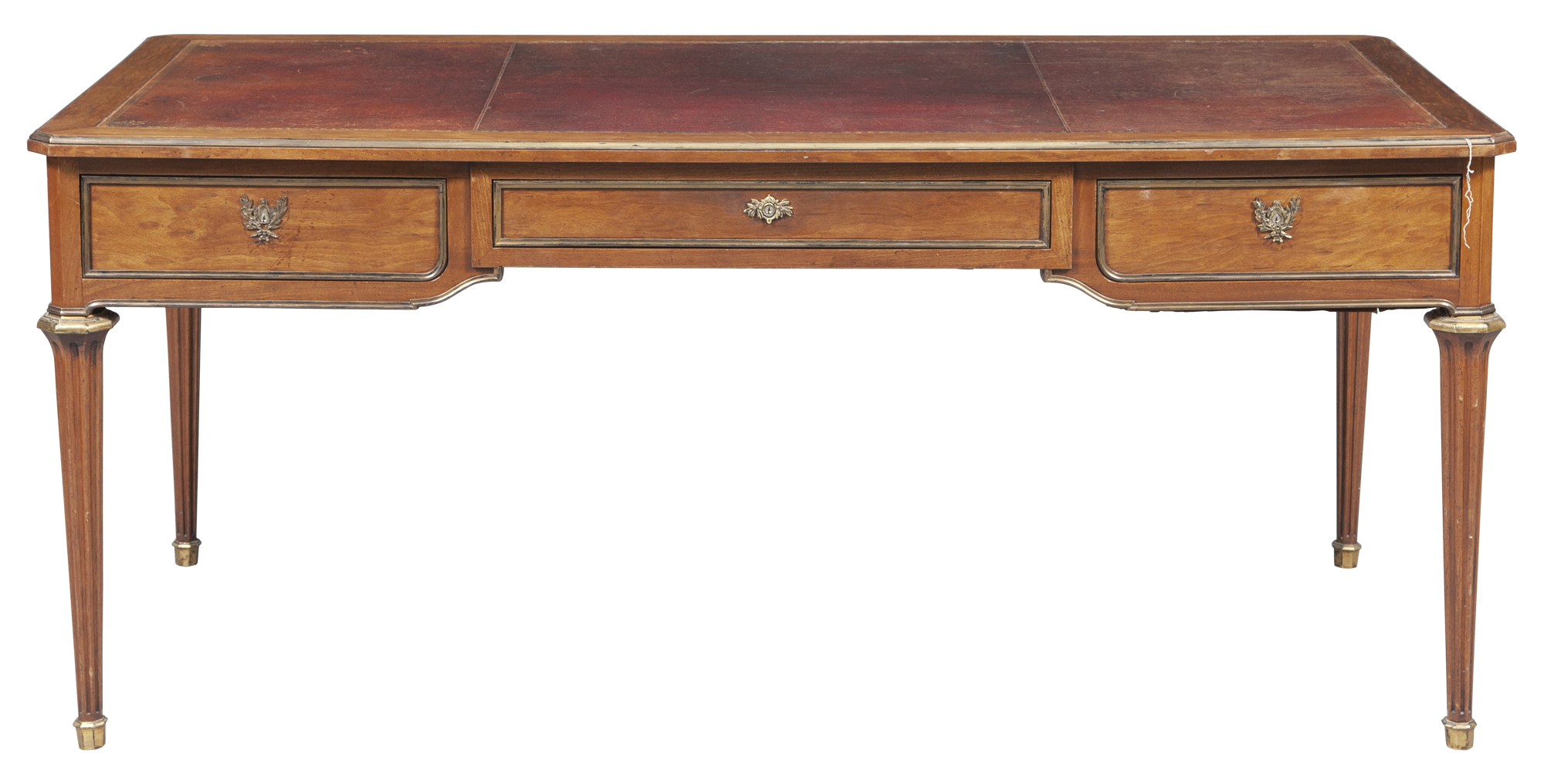 Lot image - Louis XVI Style Gilt-Bronze Mounted Leather-Inset Bureau Plat