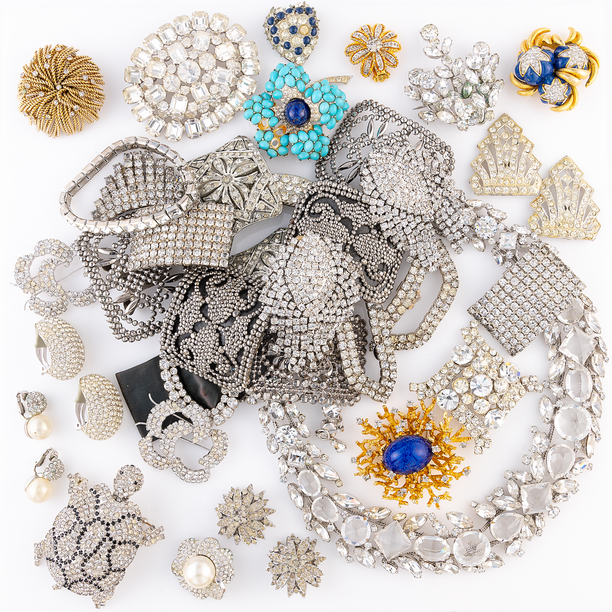 Lot image - Group of Rhinestone Costume Jewelry