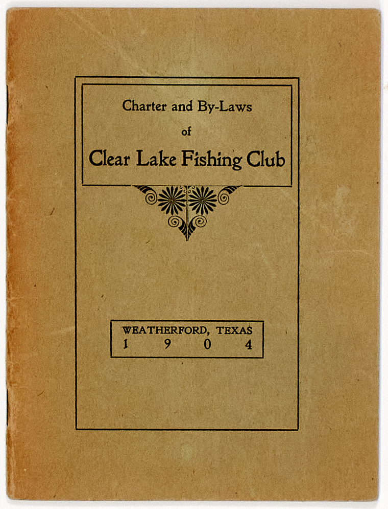 Lot image - [ANGLING-TEXAS]  Charter and By-Laws of Clear Lake Fishing Club.