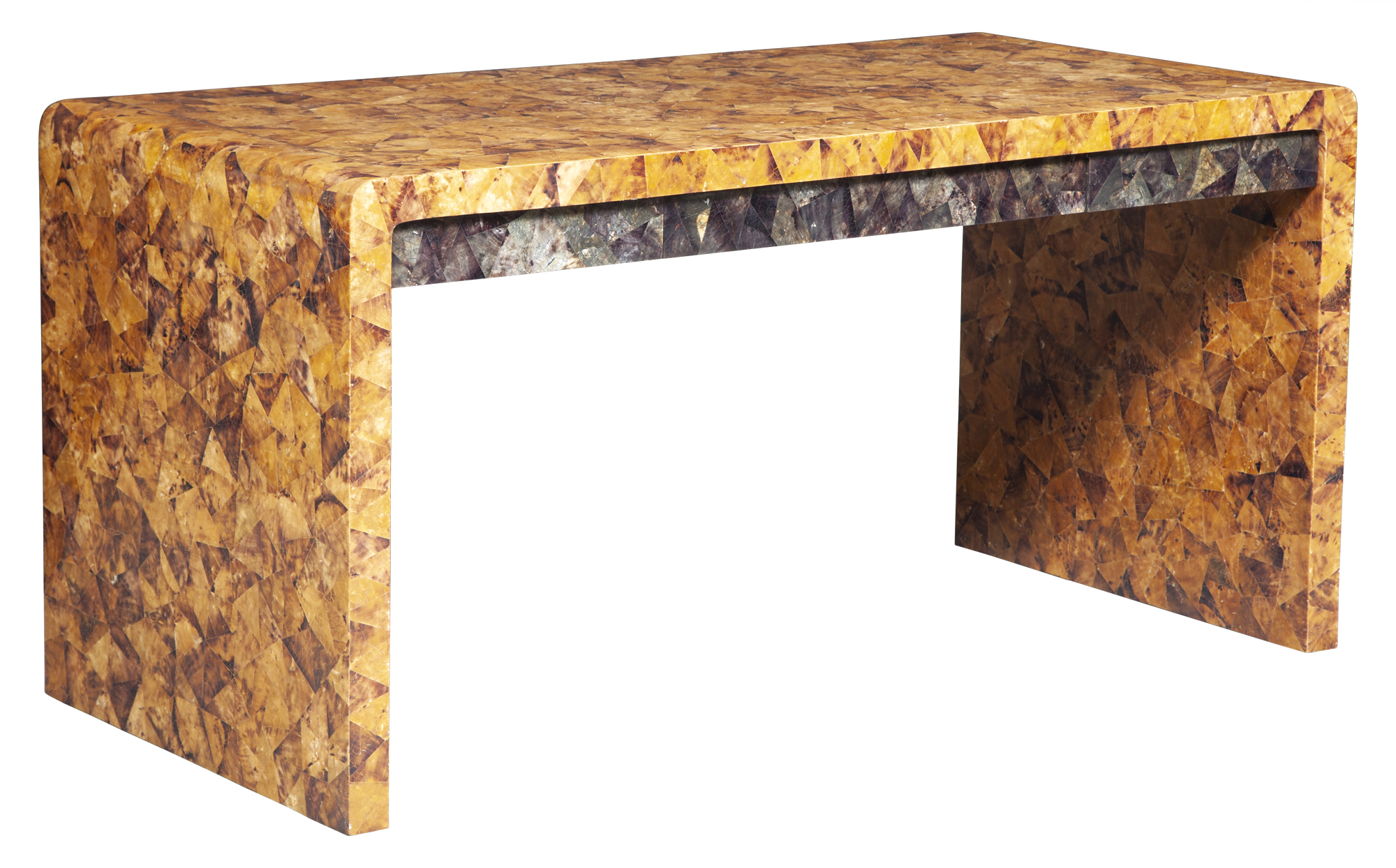 Lot image - Karl Springer Brass Inlaid Penshell Desk