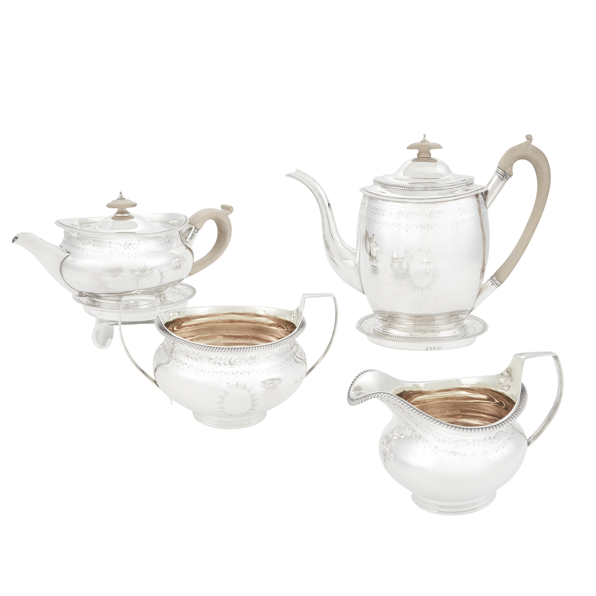 Lot image - George III Sterling Silver Four Piece Tea and Coffee Service