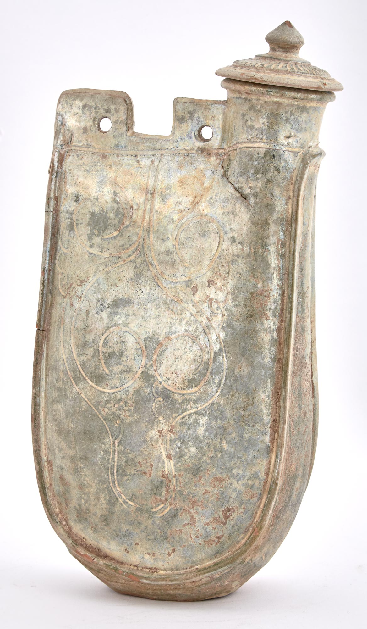 Lot image - Chinese Green-Glazed Pottery Pilgrim Flask