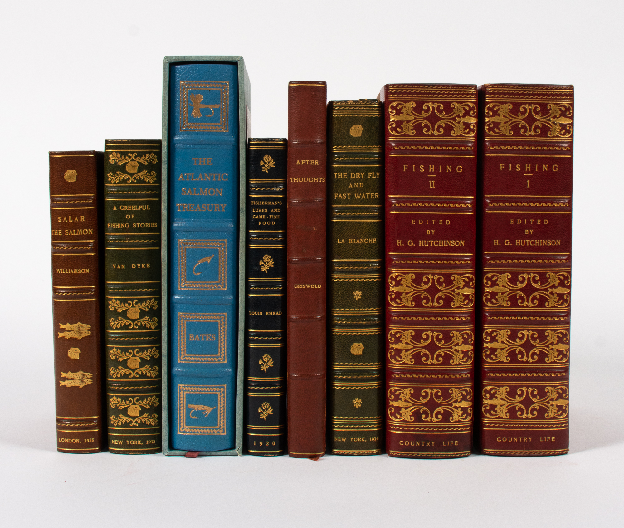 Lot image - [ANGLING]  Seven titles in eight volumes on angling and related matters, all in fine bindings.