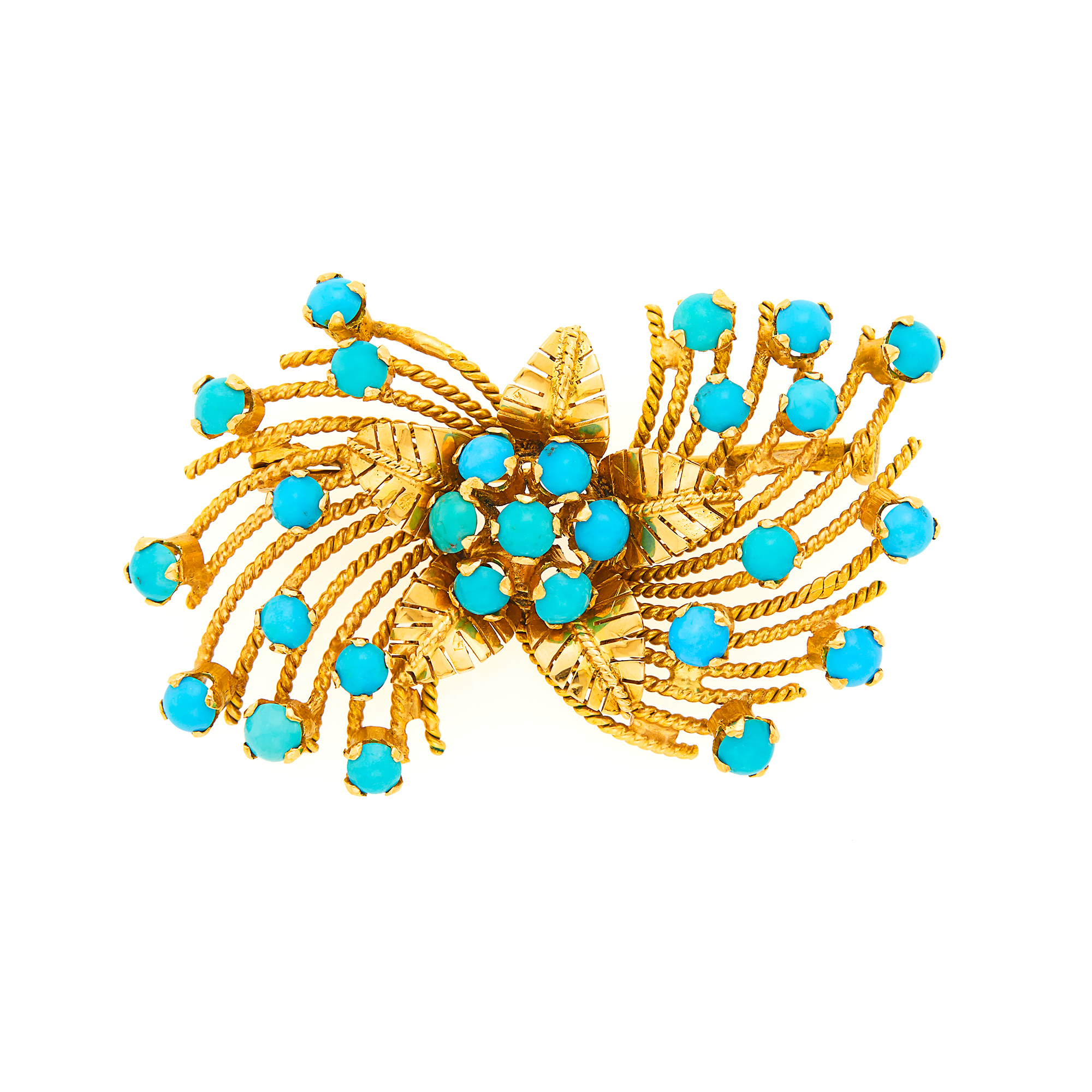 Lot image - Gold and Turquoise Flower Brooch
