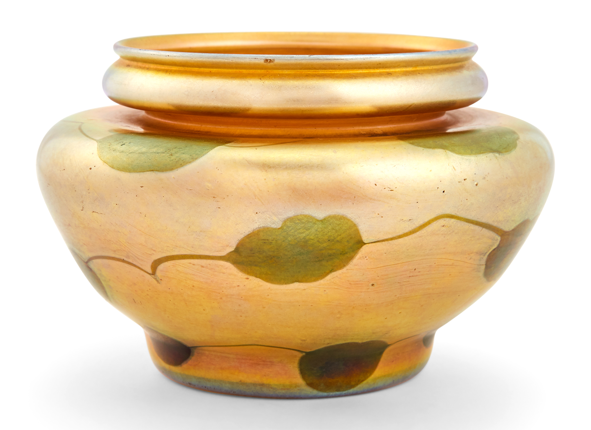 Lot image - Tiffany Gold and Green Favrile Glass Vase