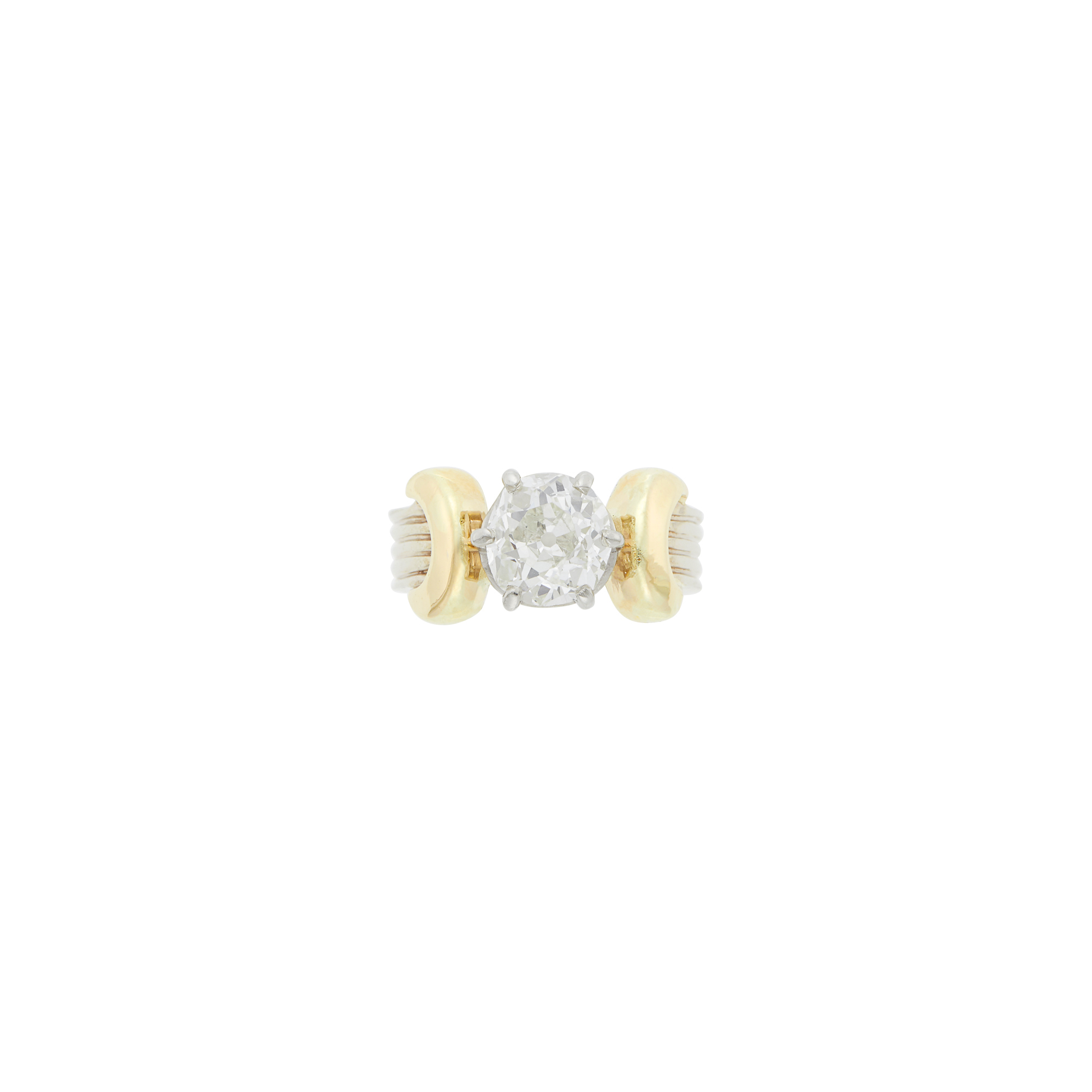 Lot image - Two-Color Gold and Diamond Ring