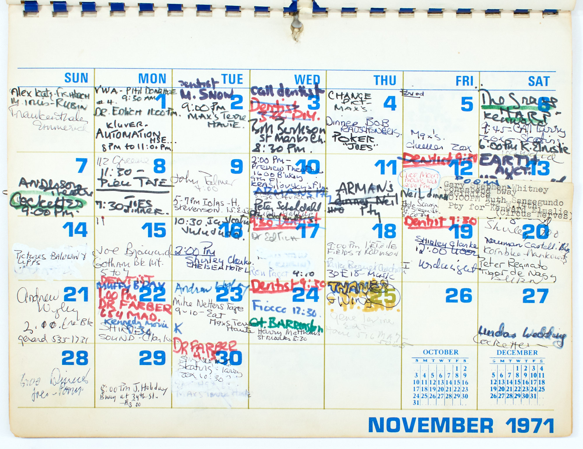 Lot image - BRIGID BERLIN  Calendars from 1971-73.