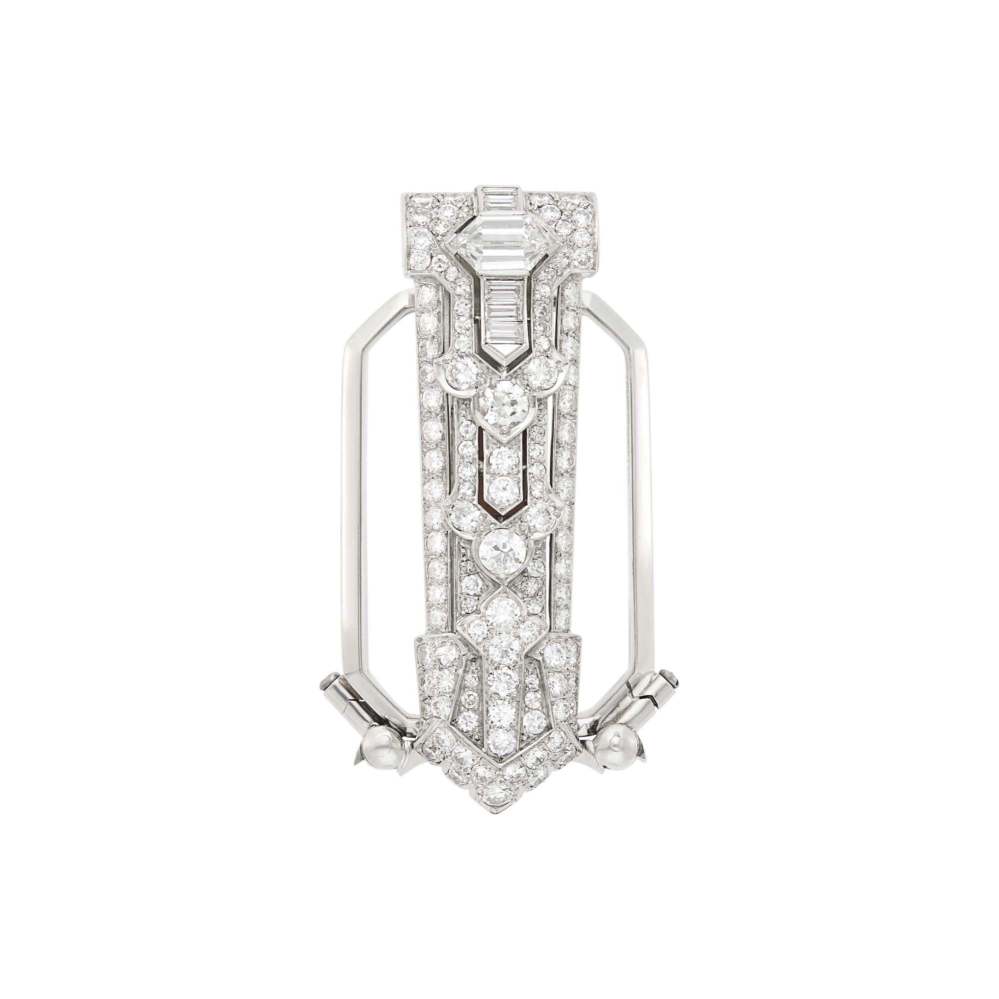 Lot image - Platinum and Diamond Clip-Lorgnette