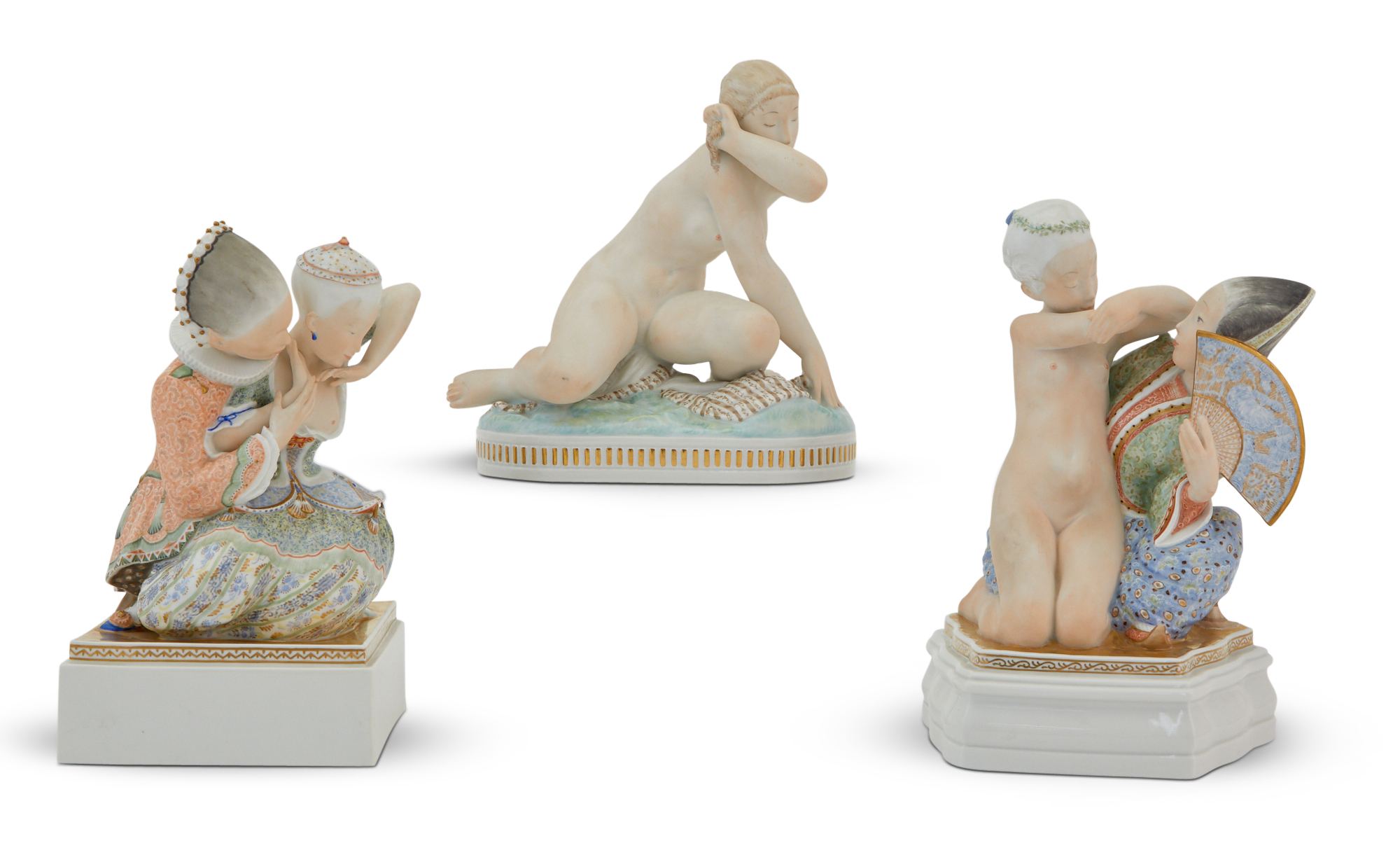Lot image - Three Royal Copenhagen Bisque Figural Groups