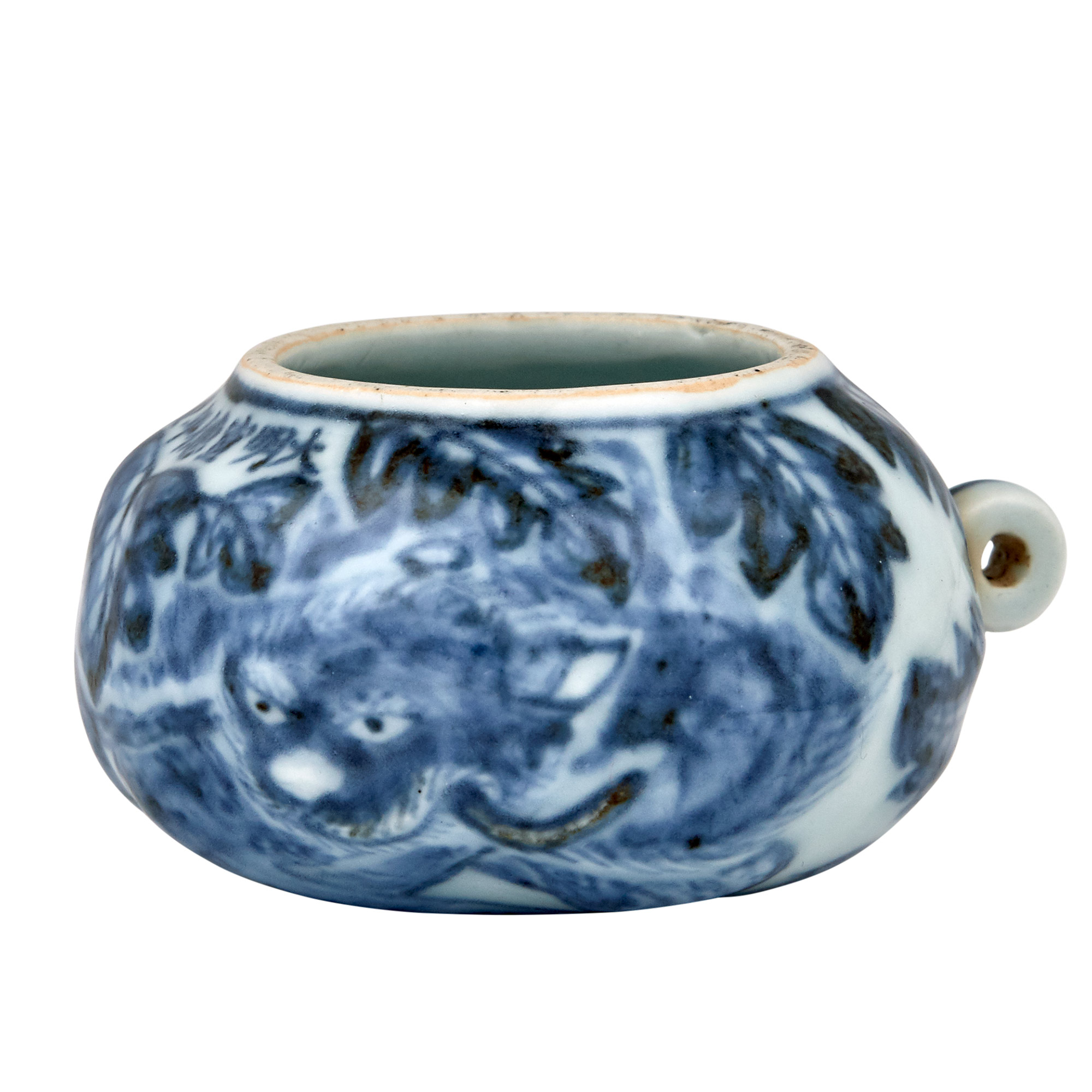 Lot image - Chinese Blue and White Glazed Porcelain Bird Feeder