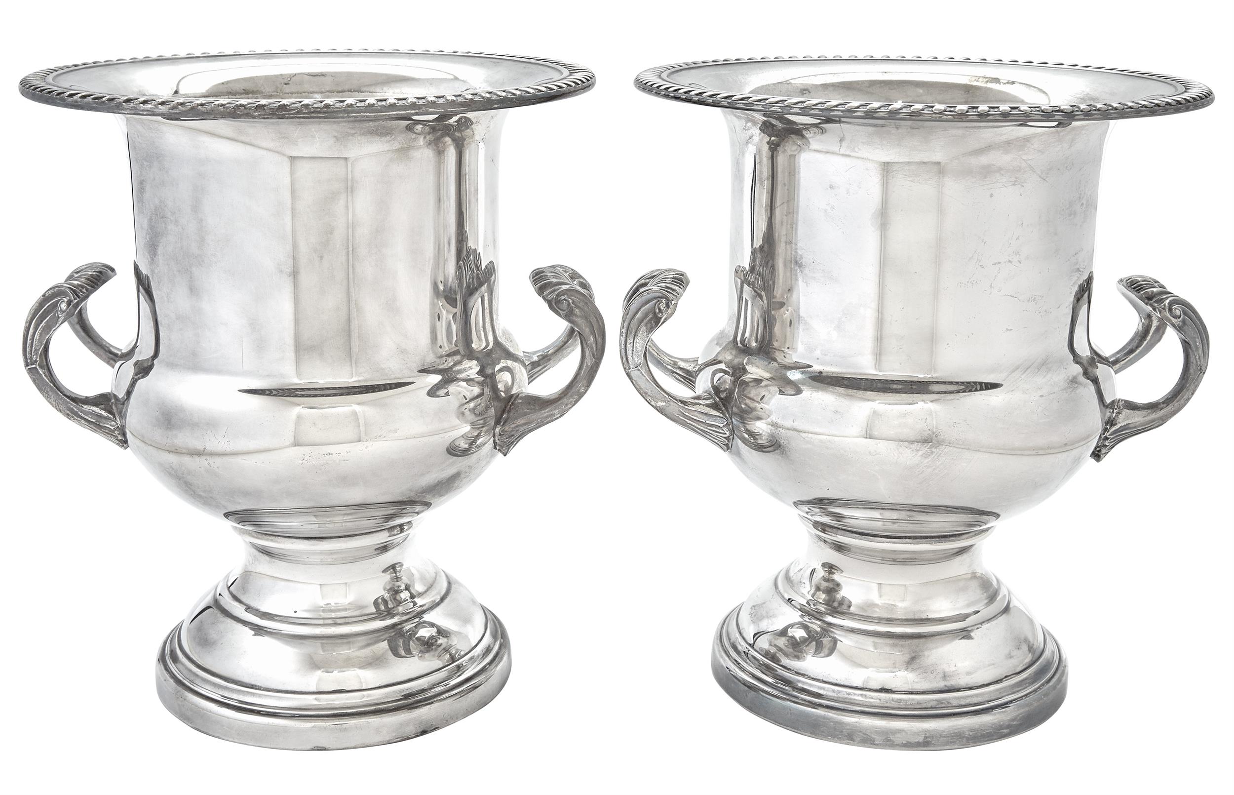 Lot image - Pair of Silver Plated Wine Coolers