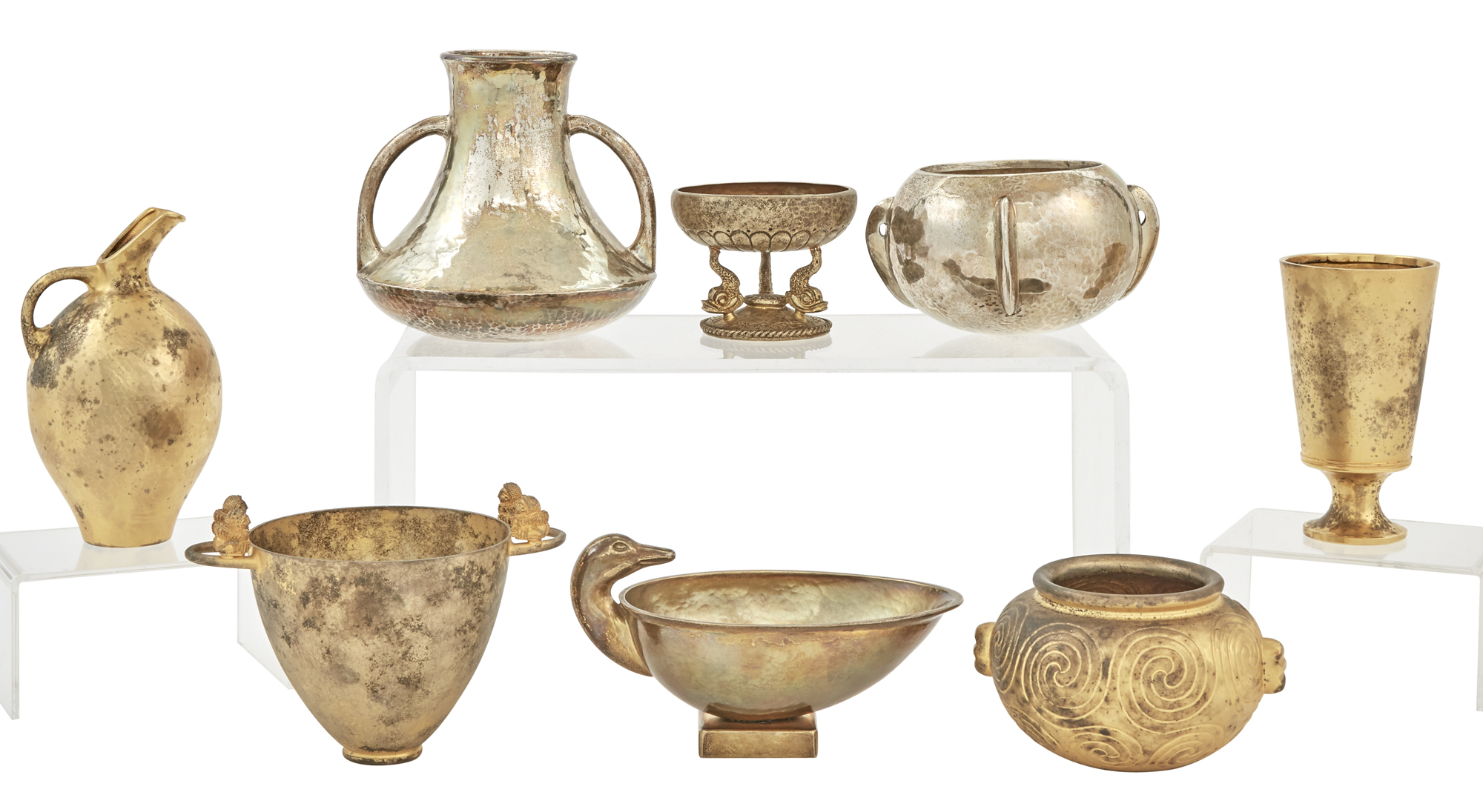 Lot image - Group of Eight Lalaounis Sterling Silver and Silver-Gilt Articles