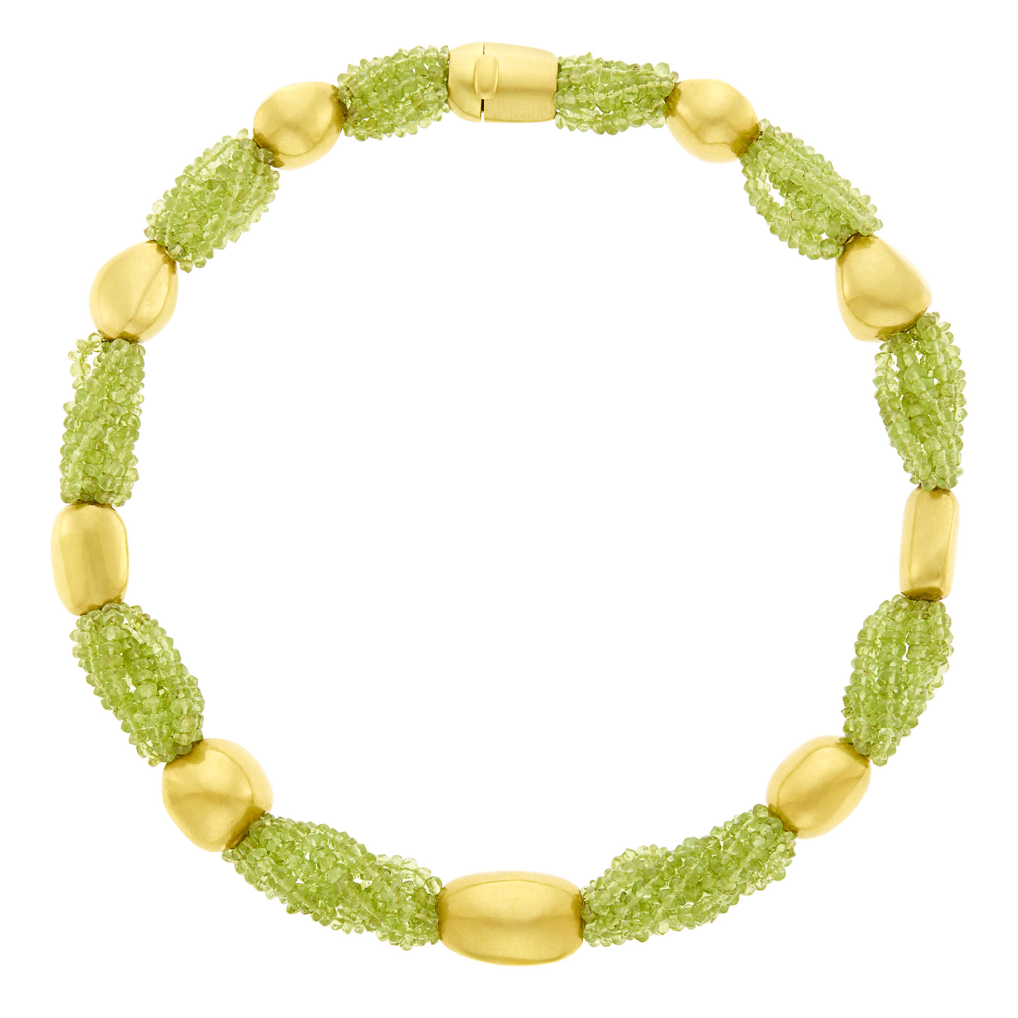 Lot image - Sabbadini Multistrand Peridot and Gold Bead Necklace
