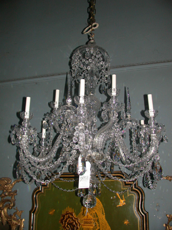 Lot image - George III Style Cut Glass Nine-Light Chandelier