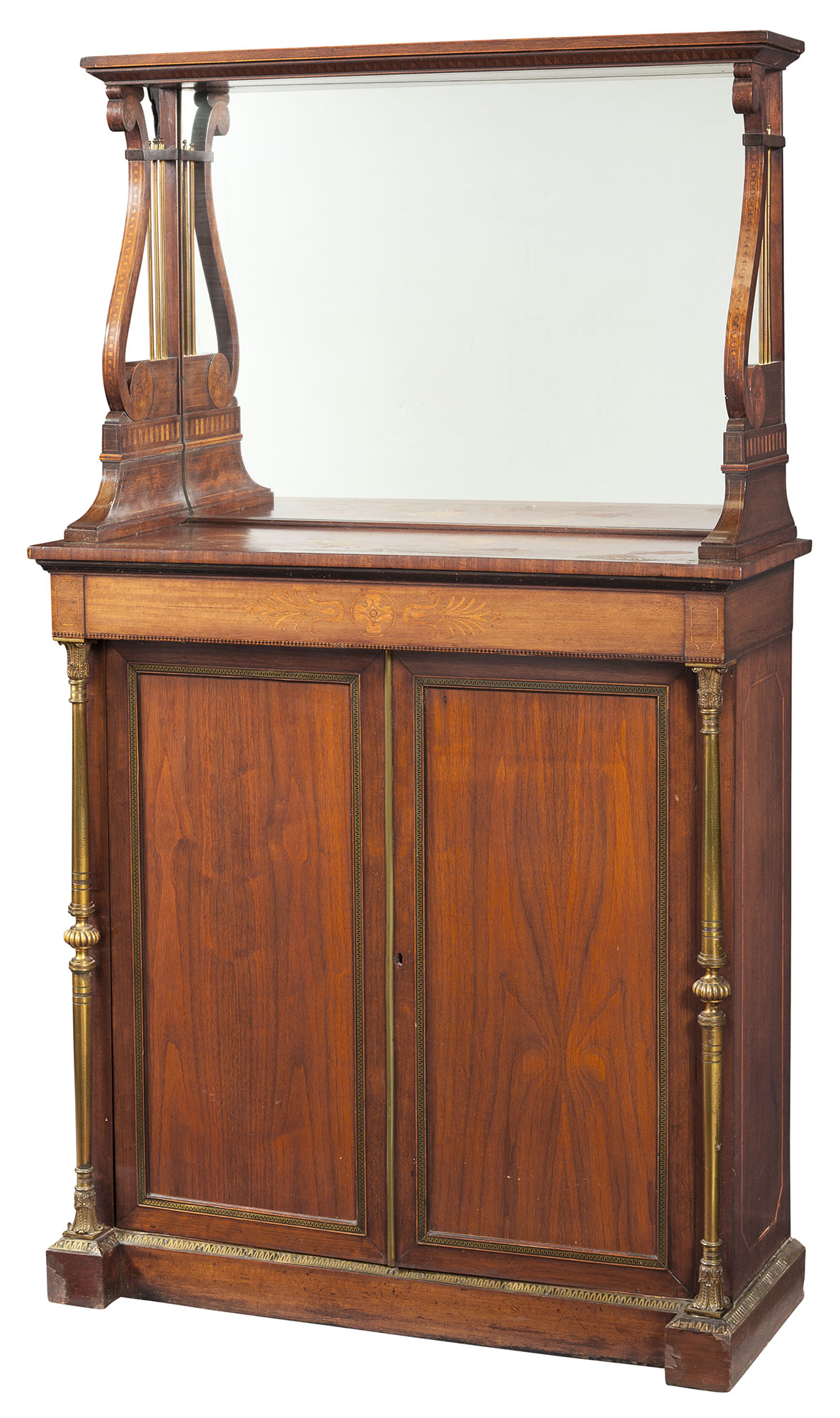 Lot image - Regency Brass-Mounted and Inlaid Mahogany Side Cabinet  Circa