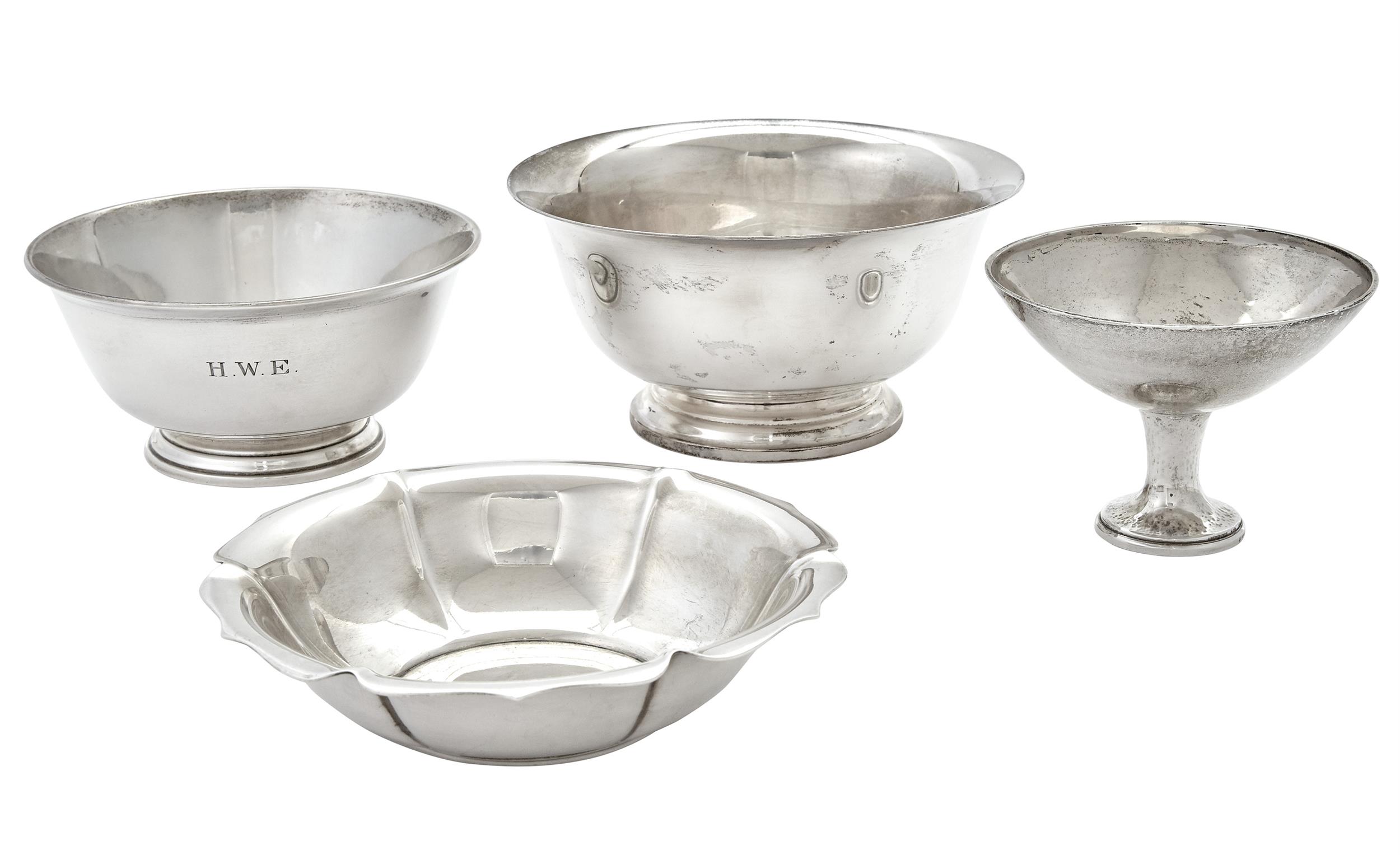 Lot image - Four Sterling Silver Bowls