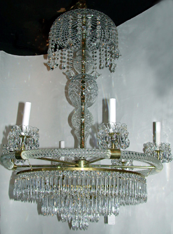 Lot image - Regency Style Gilt-Bronze and Cut Glass Six-Light Chandelier